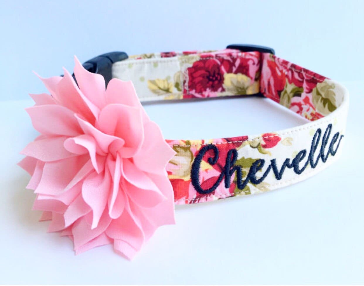Collare per cani, collare per cani ricamato, collare per cani personalizzato, collare per cani floreale, collare, collare con rose, collare per cani c