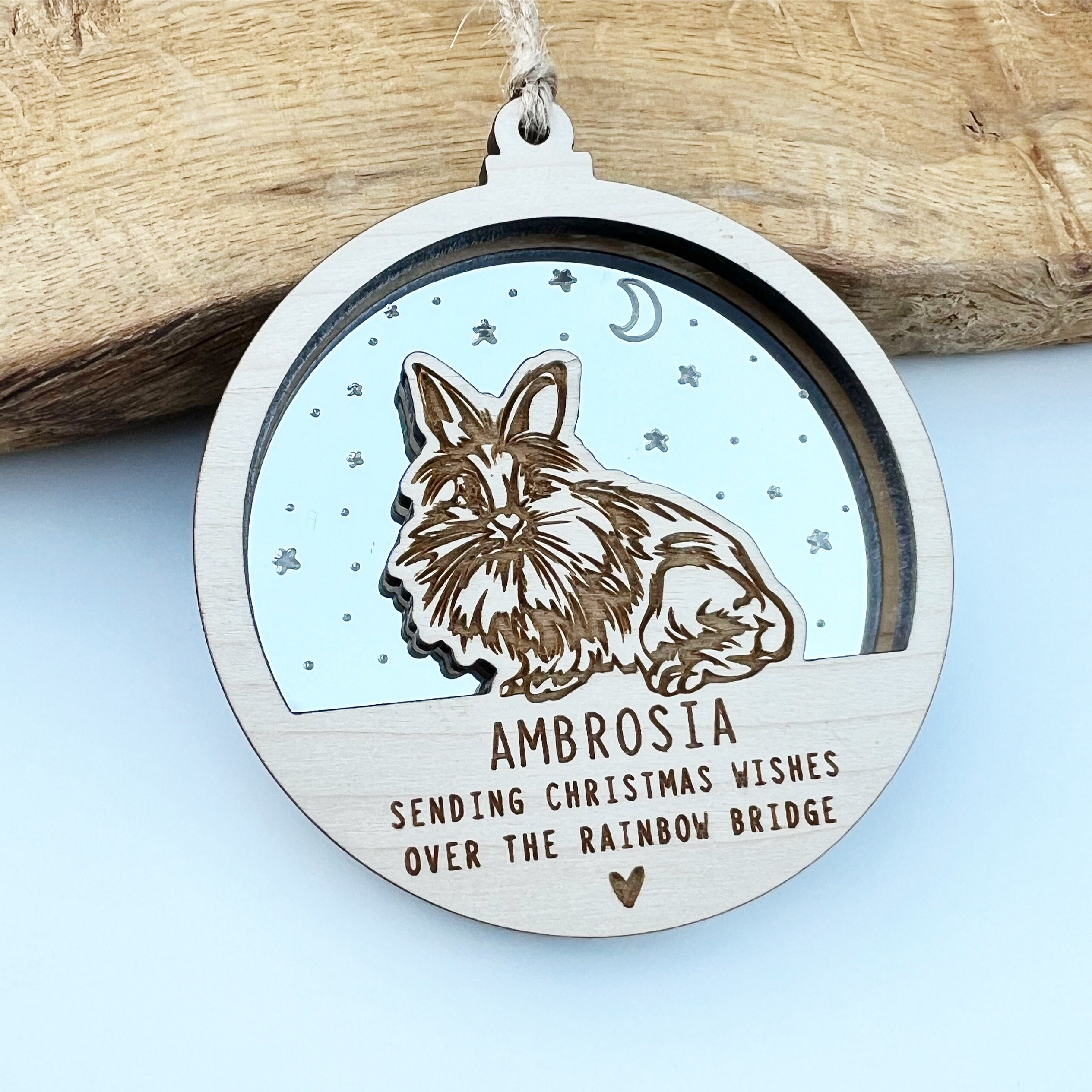 Decorazione natalizia commemorativa a forma di coniglio con testa di leone, pallina natalizia commemorativa a forma di coniglio, decorazione natalizia