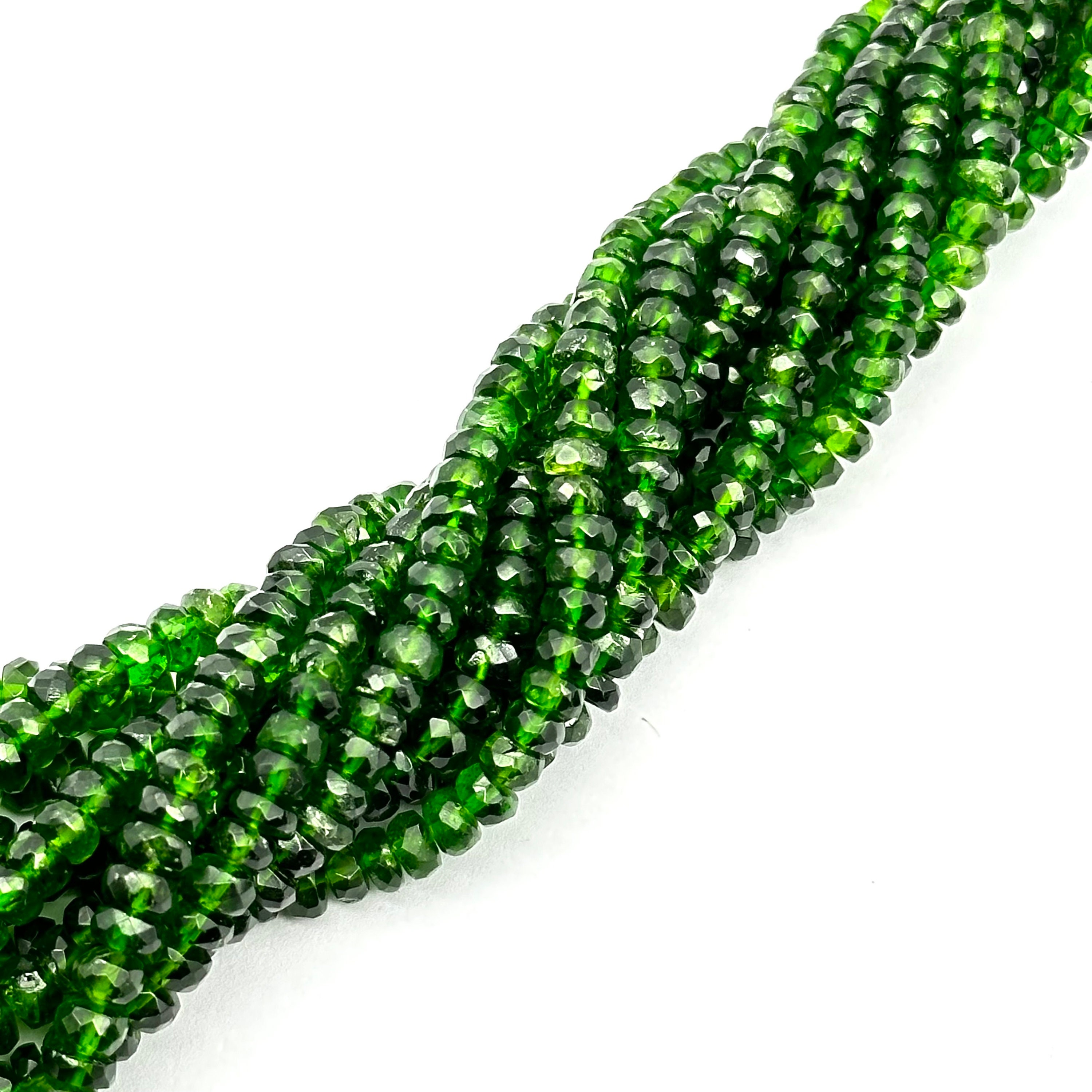 Perline rondelle sfaccettate in diopside di cromo: pietra preziosa verde naturale, circa 3-4 mm