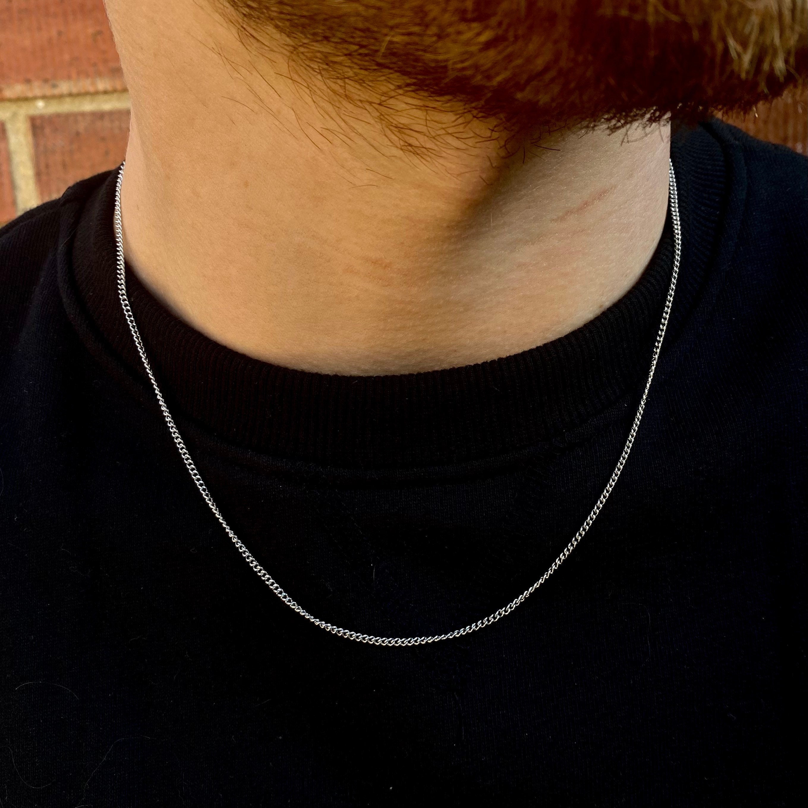 Collana con catena in argento da 2 mm, catena Connell in argento da uomo, catena in argento da uomo - Collana per uomo, Gioielli da uomo - Di Twistedp