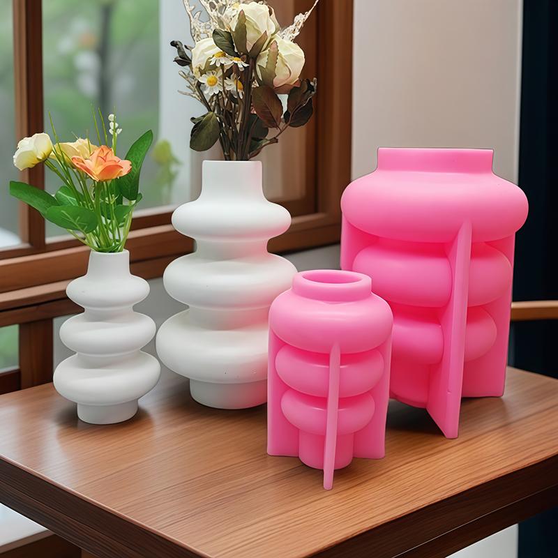 Stampo in silicone per vaso circolare nordico, stampo per vaso di fiori a ciambella, stampo per vaso geometrico, stampo per vaso in cemento, stampo pe