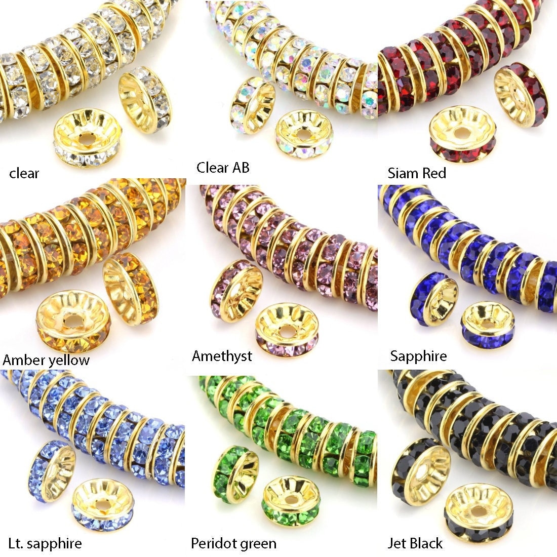Scegli 50 pezzi di perline distanziatrici rondelle placcate in oro giallo 18k di qualità AAA+ da 4 mm, minuscole perline di cristallo austriaco per la