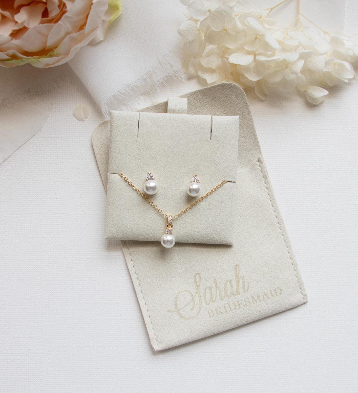 Set di gioielli per damigelle d'onore in oro e perle, orecchini a bottone per damigelle d'onore, regalo di gioielli per damigelle d'onore, regali per