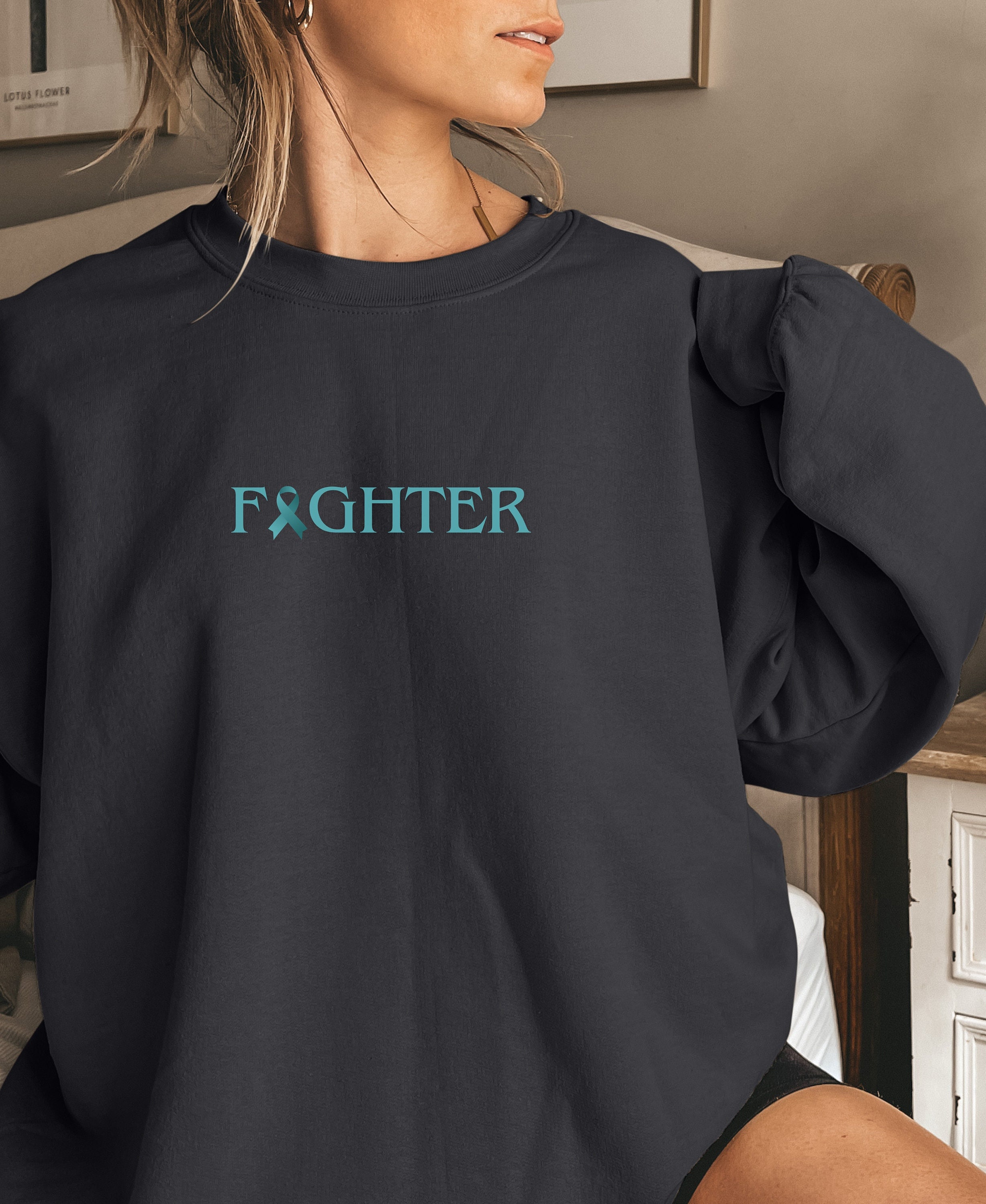 Felpa per cancro ovarico, camicia chemio, cancro ovarico, regalo per il cancro, felpa da combattente, camicia da guerriero, camicia per cancro, felpa