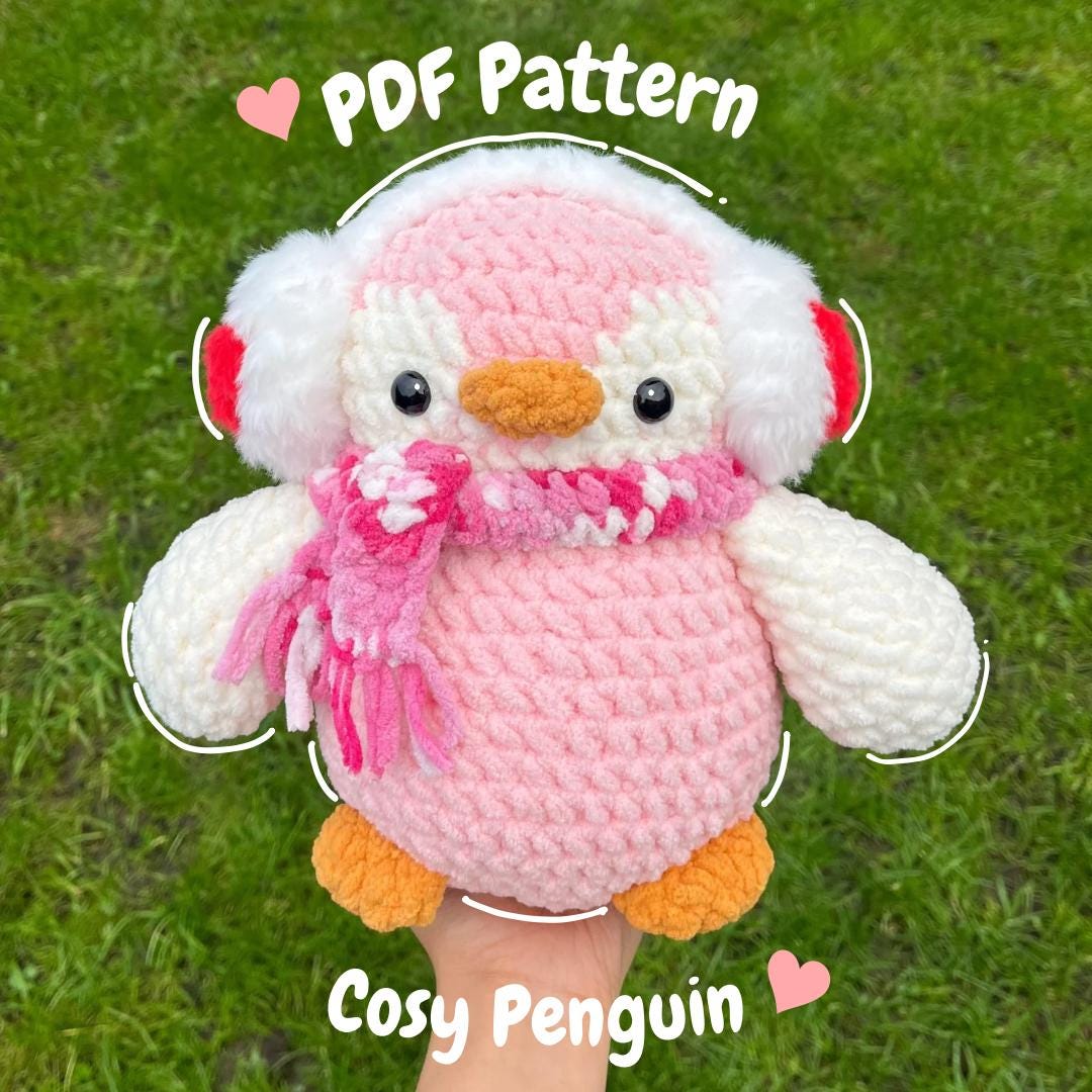 Schema pinguino all'uncinetto, pinguino amigurumi, pinguino di San Valentino, peluche pinguino invernale, schema uncinetto PDF amigurumi in inglese, t