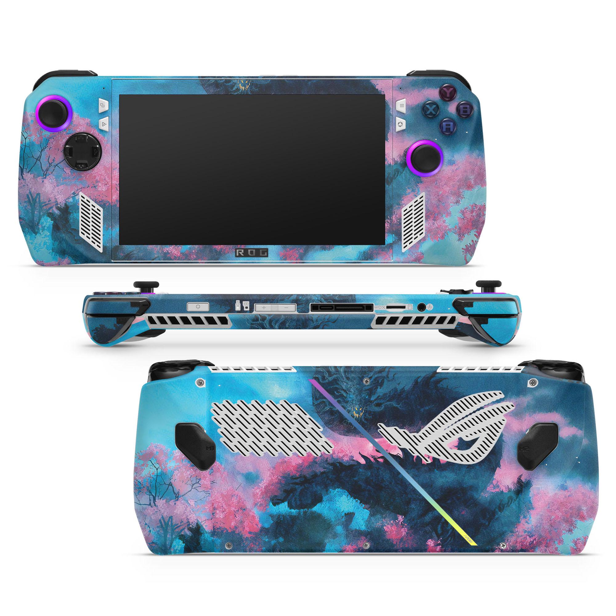 Skin per ASUS ROG Ally X con drago turchese, skin astratta con drago blu menta neon per console ROG Ally, adesivo in vinile 3M per gaming, regalo per