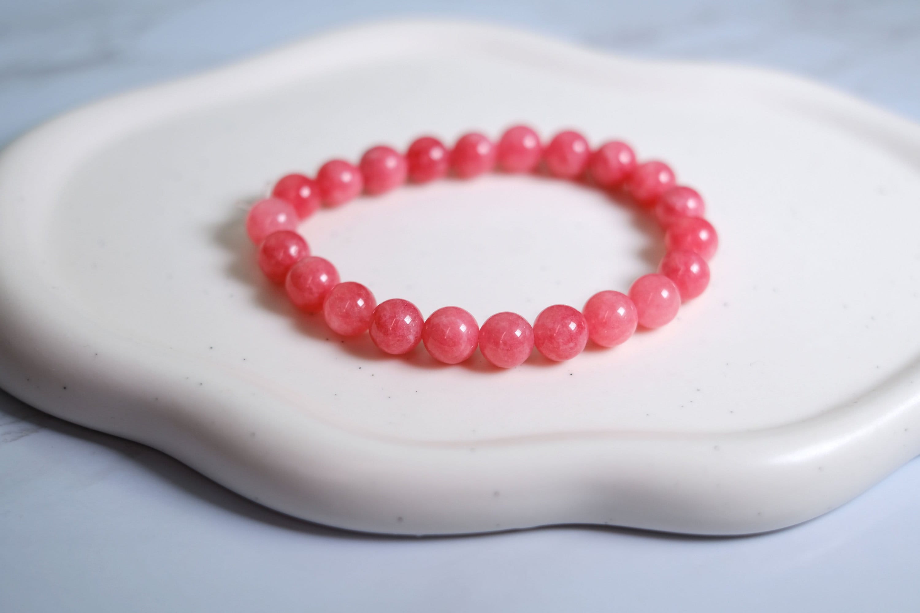 Braccialetto con perline di giada rosa - Braccialetto yoga rosa boho fatto a mano - Braccialetto con perline di pietre preziose rosa - Braccialetto co