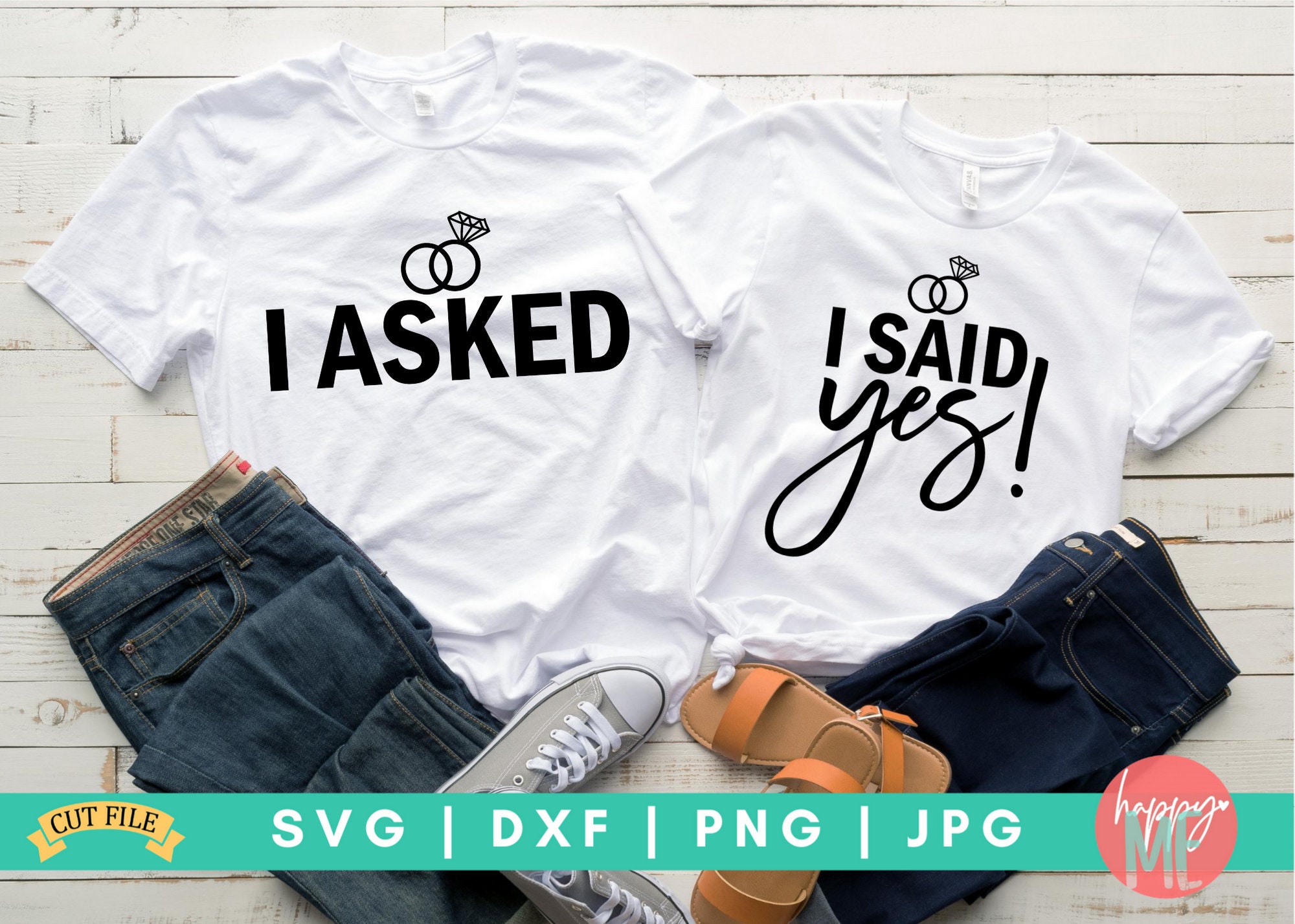 Set di 2 / Ho chiesto e ho detto di sì SVG, Sposa SVG, Squadra della sposa svg, I Do Crew svg, Mr e Mrs svg, Futura Mrs svg, Lui e lei svg, Coppia