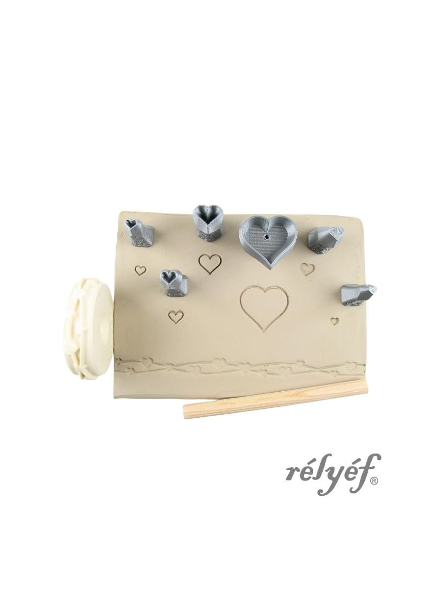 Cuori / Timbri in argilla / Timbri in ceramica per texture in argilla / Strumenti per ceramica per argilla, argilla polimerica, argilla metallica / St