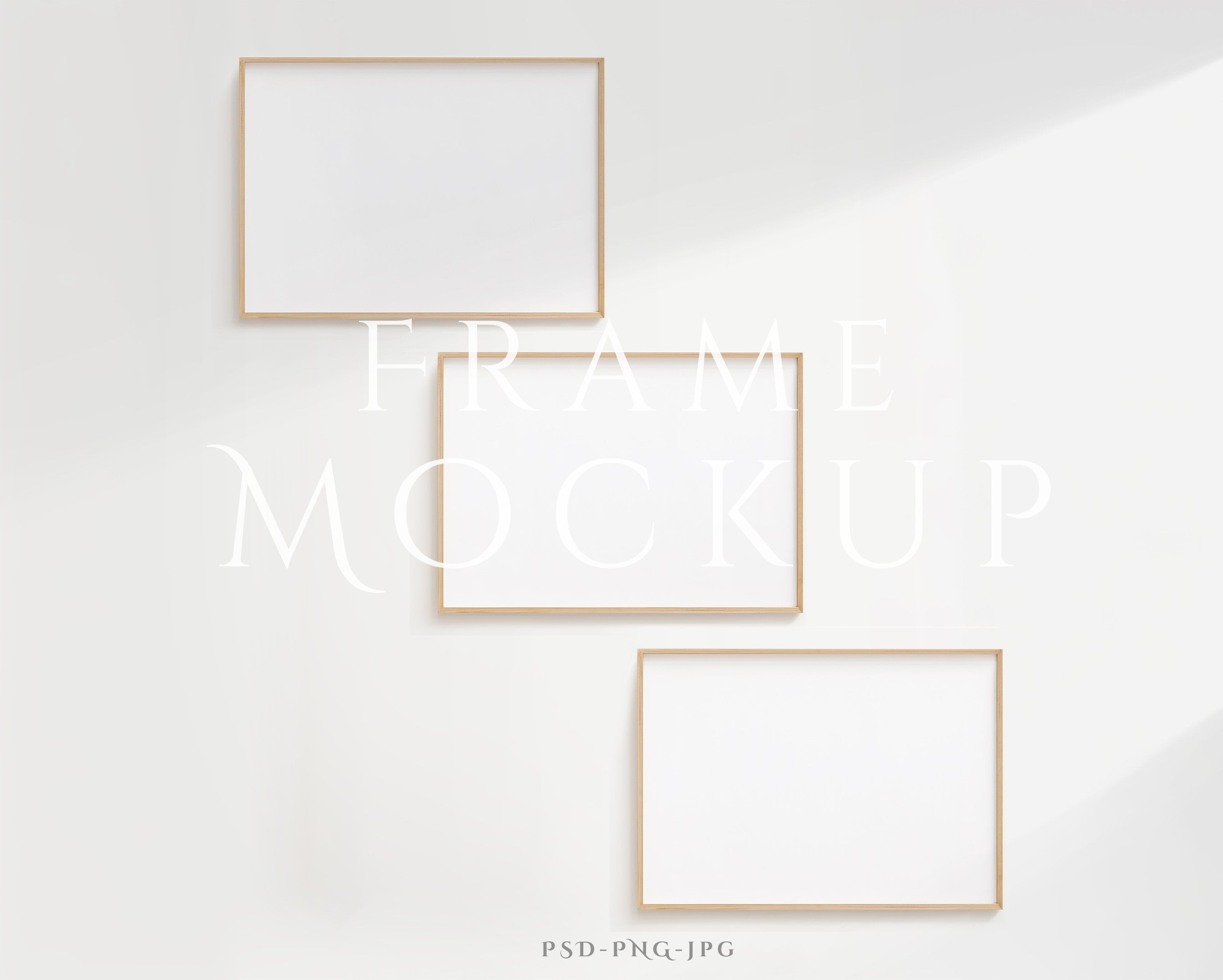 Cornice orizzontale Mockup A4 / 3 Cornice orizzontale Mockup / 3 Frame Mockup Set / Tre cornici Mockup / Lightwood Mockup Frame / Cornice minimalista