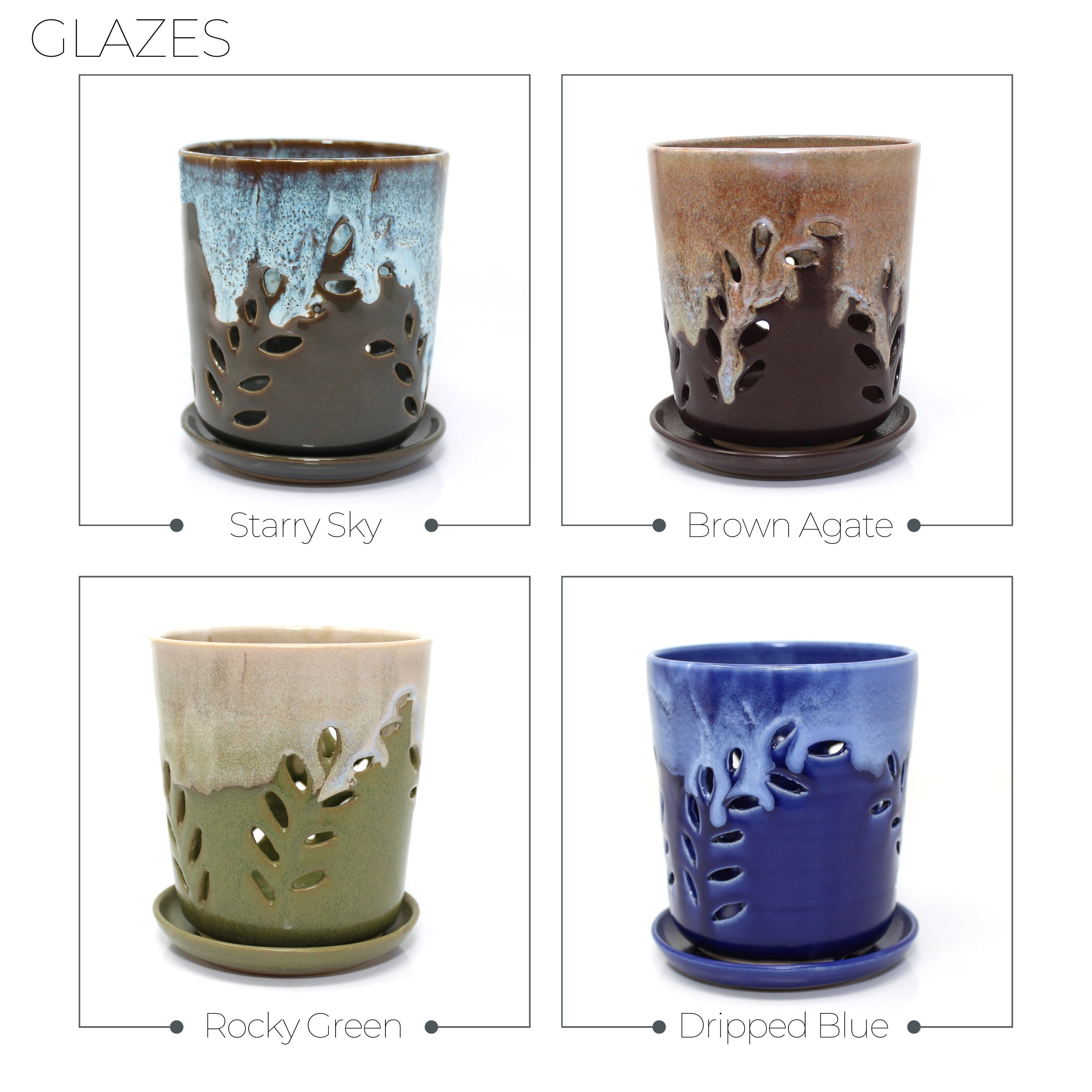 Vaso per orchidee in gres con sottovaso, vaso per orchidee in ceramica, vaso per orchidee in terracotta, vaso per orchidee con fori, fioriere per orch