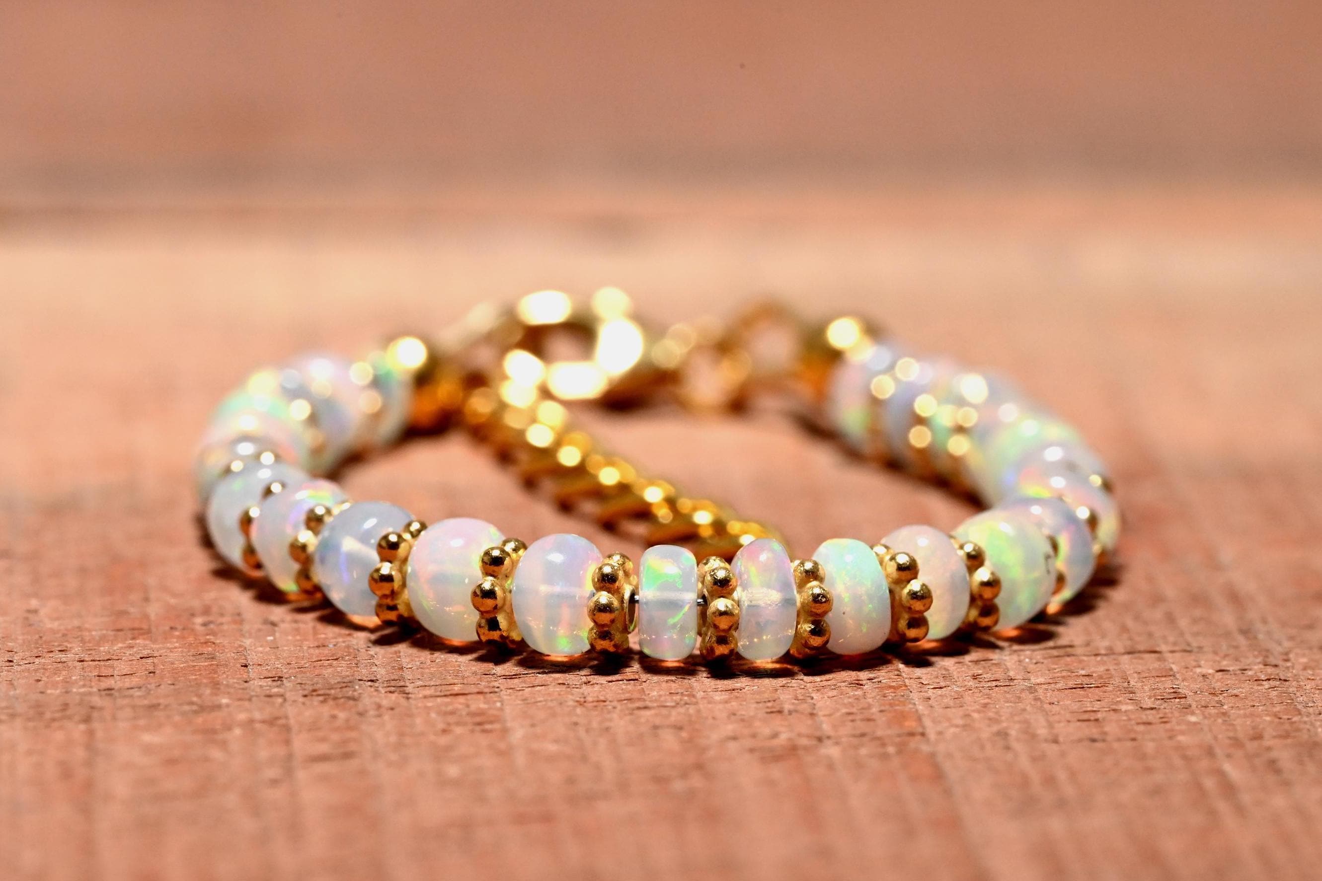 Opale etiope, bracciale con perline di opale etiope bianco, bracciale con opale autentico, bracciale con opale, bracciale con opale di fuoco, argento
