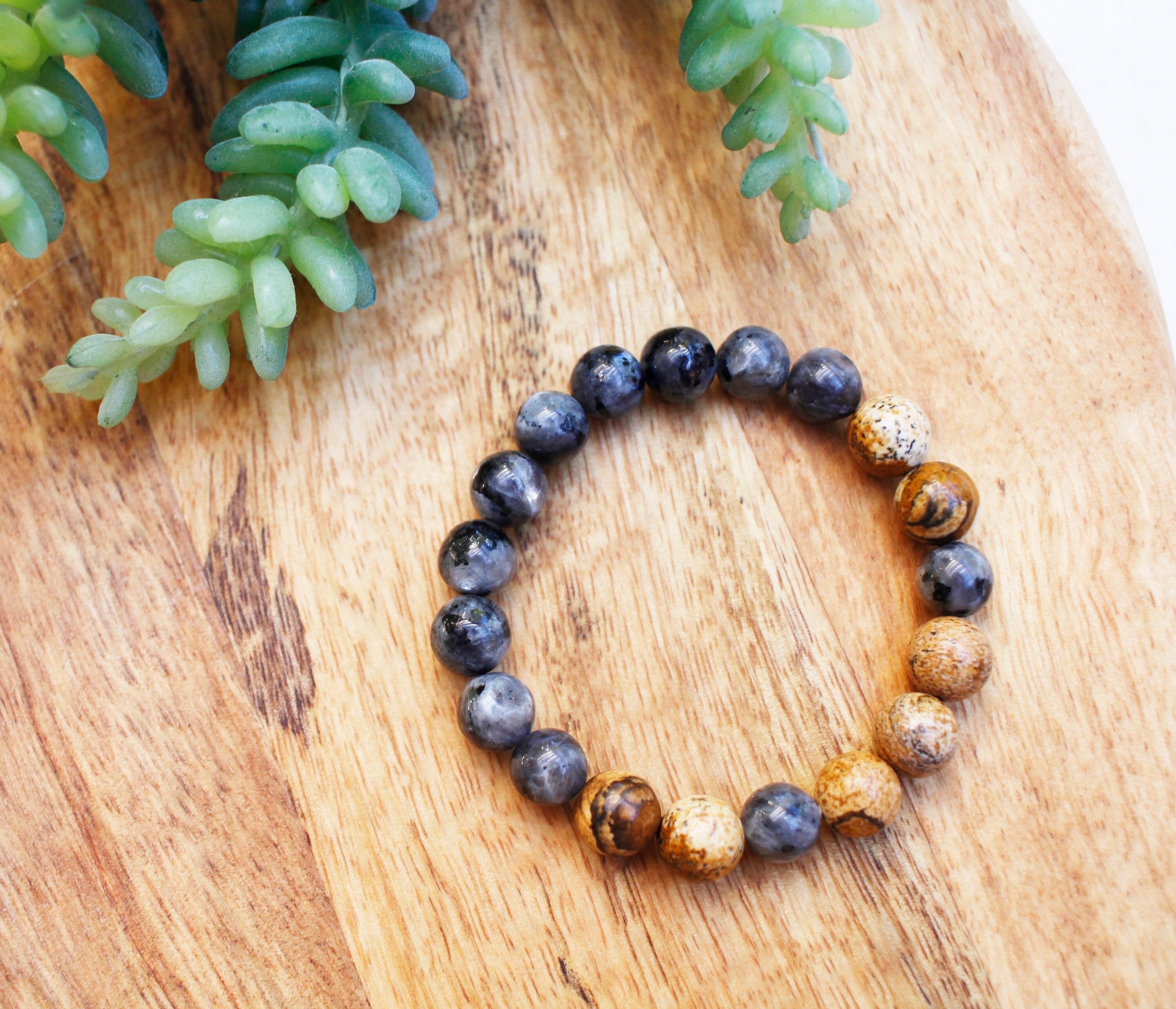 Gioielli, Bracciale, Braccialetto di perline, Bracciale Mala, Perline Mala, Diaspro, Labradorite, Bracciale per uomo, Mala marrone, Regalo yoga, Mala