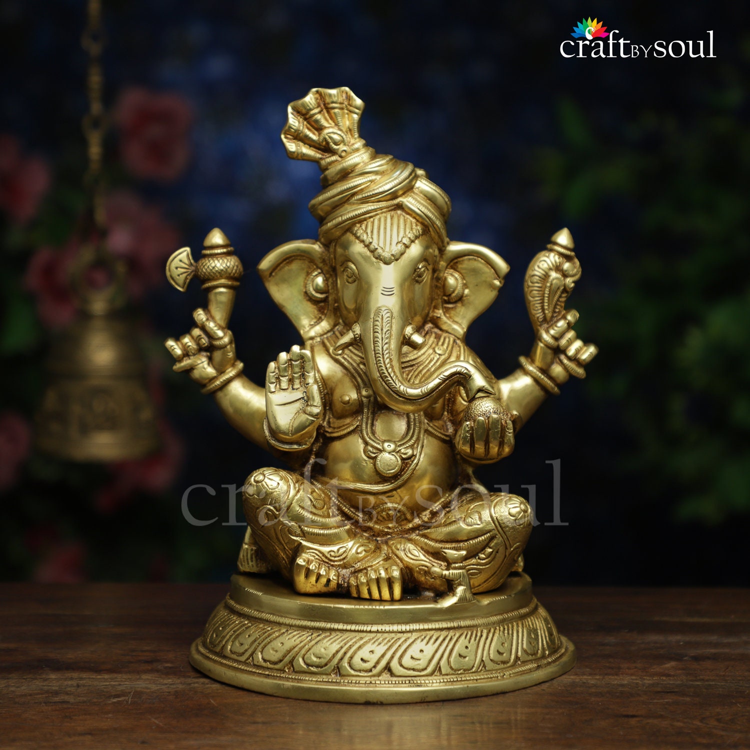Statua di Ganesh in ottone, idolo di Ganesha in ottone, statua del Signore Ganesha, statua di Ganesha, dio elefante in ottone, dio della fortuna, stat