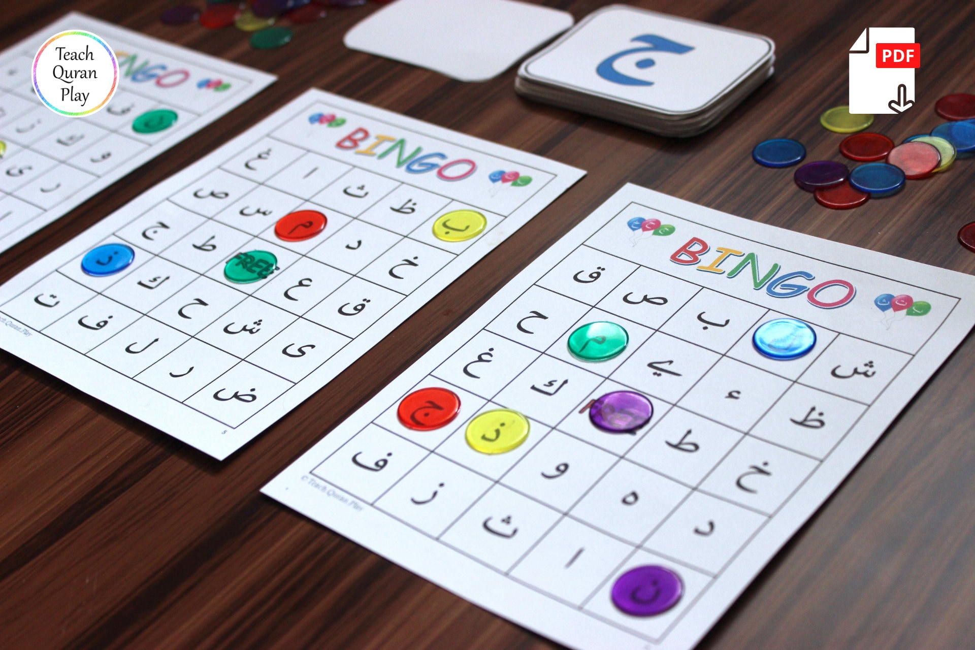 Schede del bingo L1 - Arabo - Imparare l'alfabeto - Arabo stampabile - Foglio di lavoro per la scuola materna - Attività - Istruzione parentale musulm