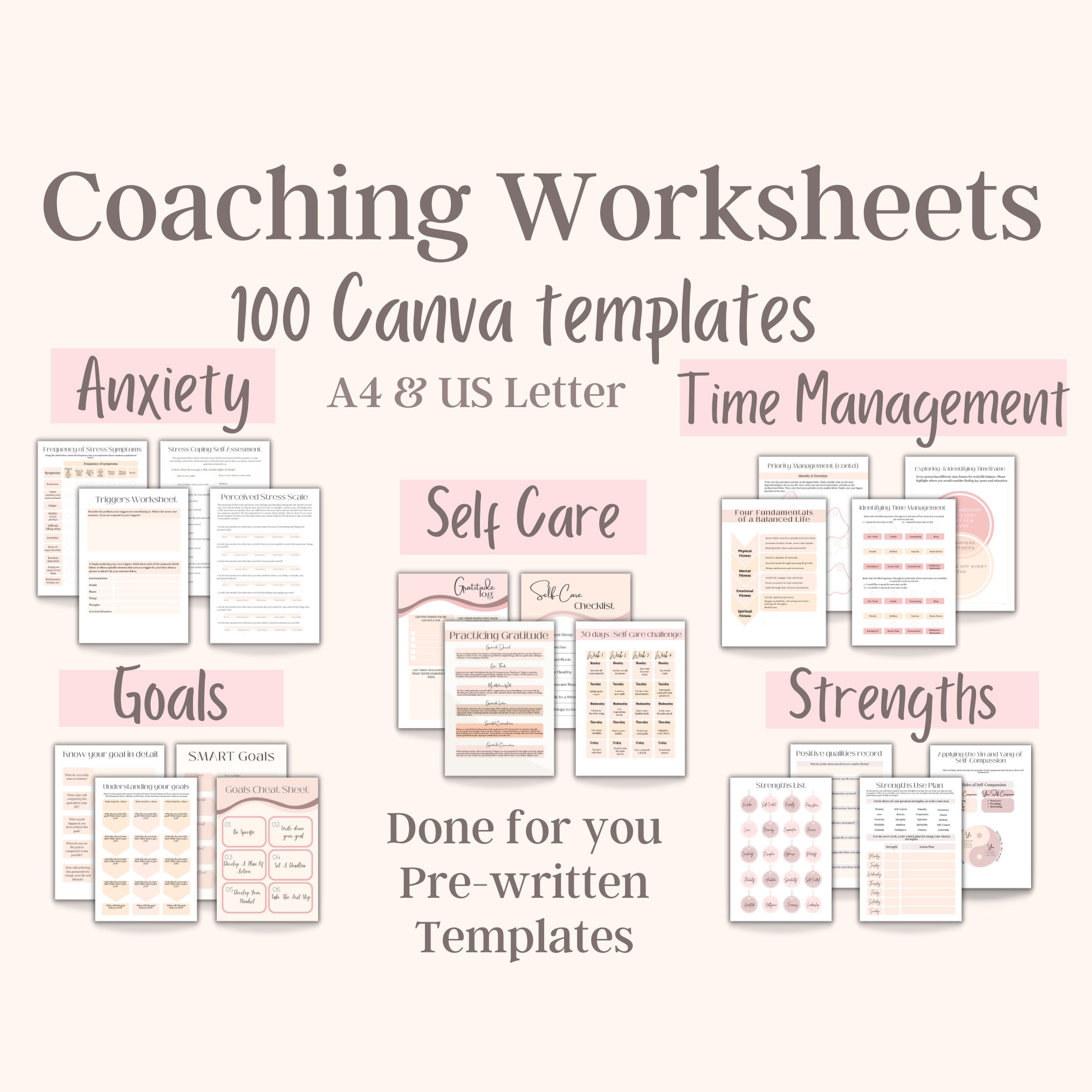 Fogli di lavoro di coaching, Cartella di lavoro per l'amor proprio, Life Coaching, Modello di cartella di lavoro, Modello di foglio di lavoro canva, S