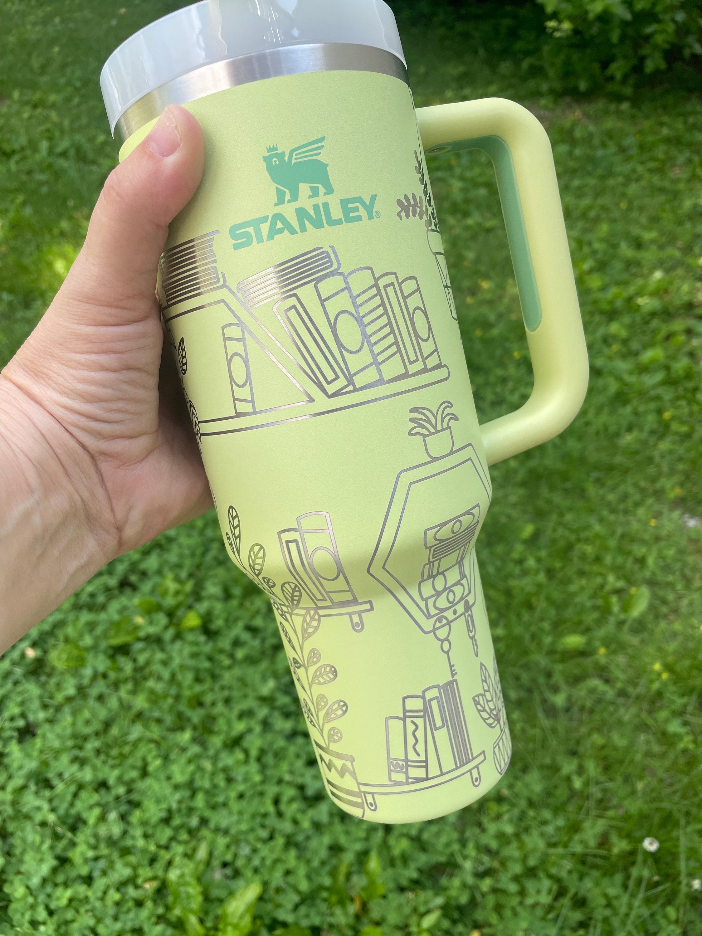 Bicchiere Stanley inciso / Bicchiere inciso da 40 once / Bicchiere Stanley H2.0 Quencher / Bicchiere Book Plant / Bicchiere Citron 23 colori disponibi