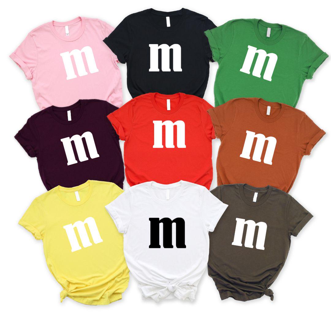 Maglietta con costumi per la famiglia del gruppo lettera M, maglietta per la famiglia abbinata M e M, maglietta per Halloween per la famiglia, magliet