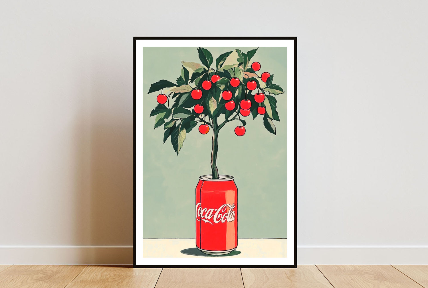 Poster retrò di Coca-Cola, stampa da cucina, arte murale Coca-Cola, poster di bevande, arte con ciliegie, Coca-Cola, arte murale da cucina, arredament