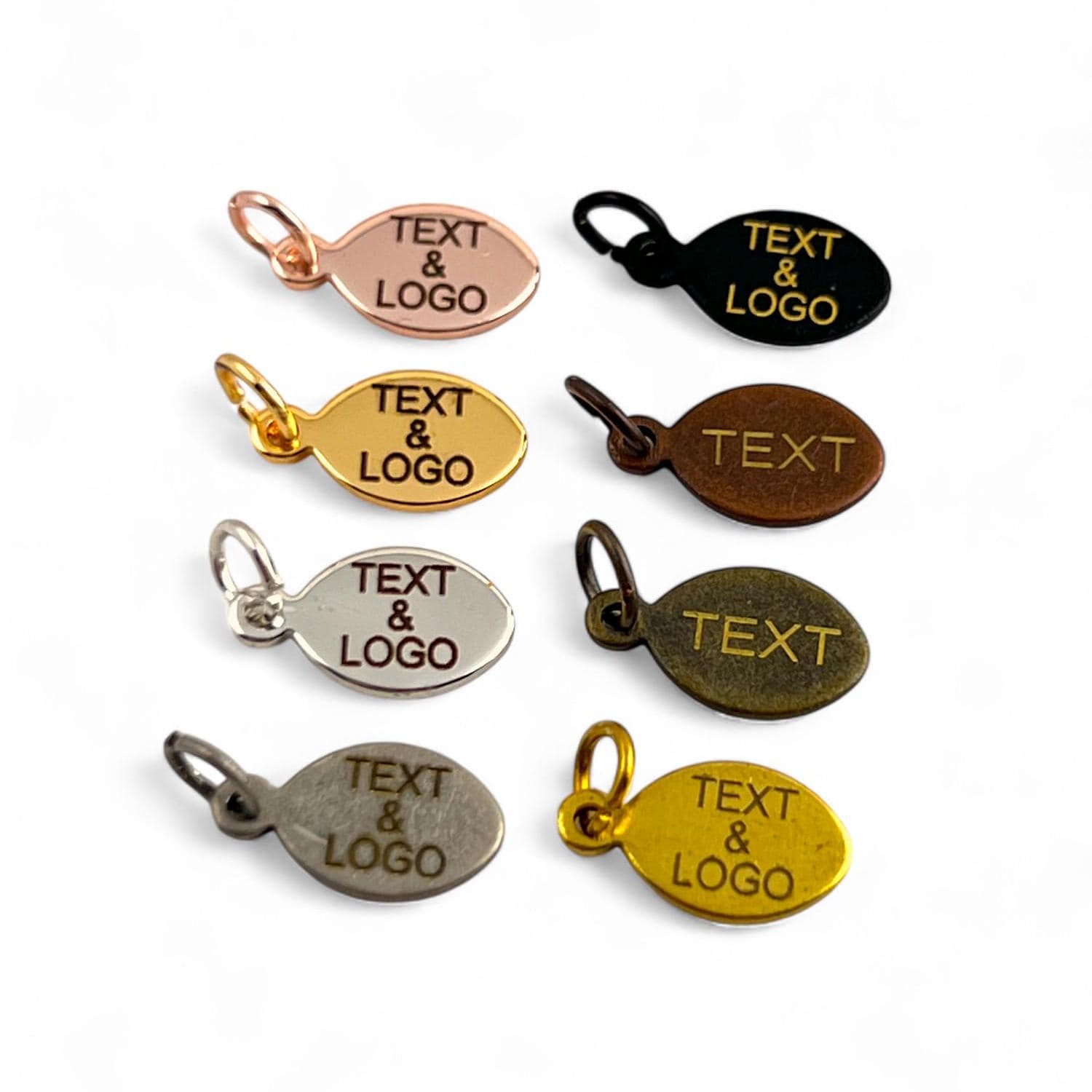 Ciondolo ovale con logo inciso al laser personalizzato, logo personalizzato, targhetta per gioielli personalizzata, targhetta per gioielli in metallo,