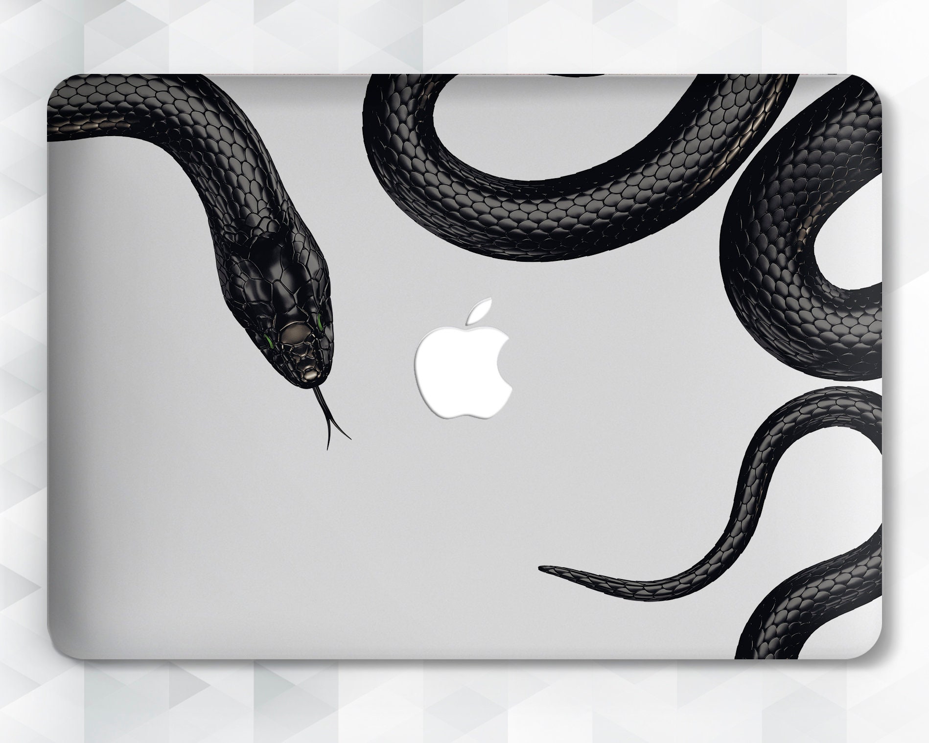 Custodia per MacBook Snake, custodia Animal Minimalist per MacBook Pro 13, 16 pollici Air 13 Pro 15, MacBook 12 da uomo e da ragazza con cover nera co