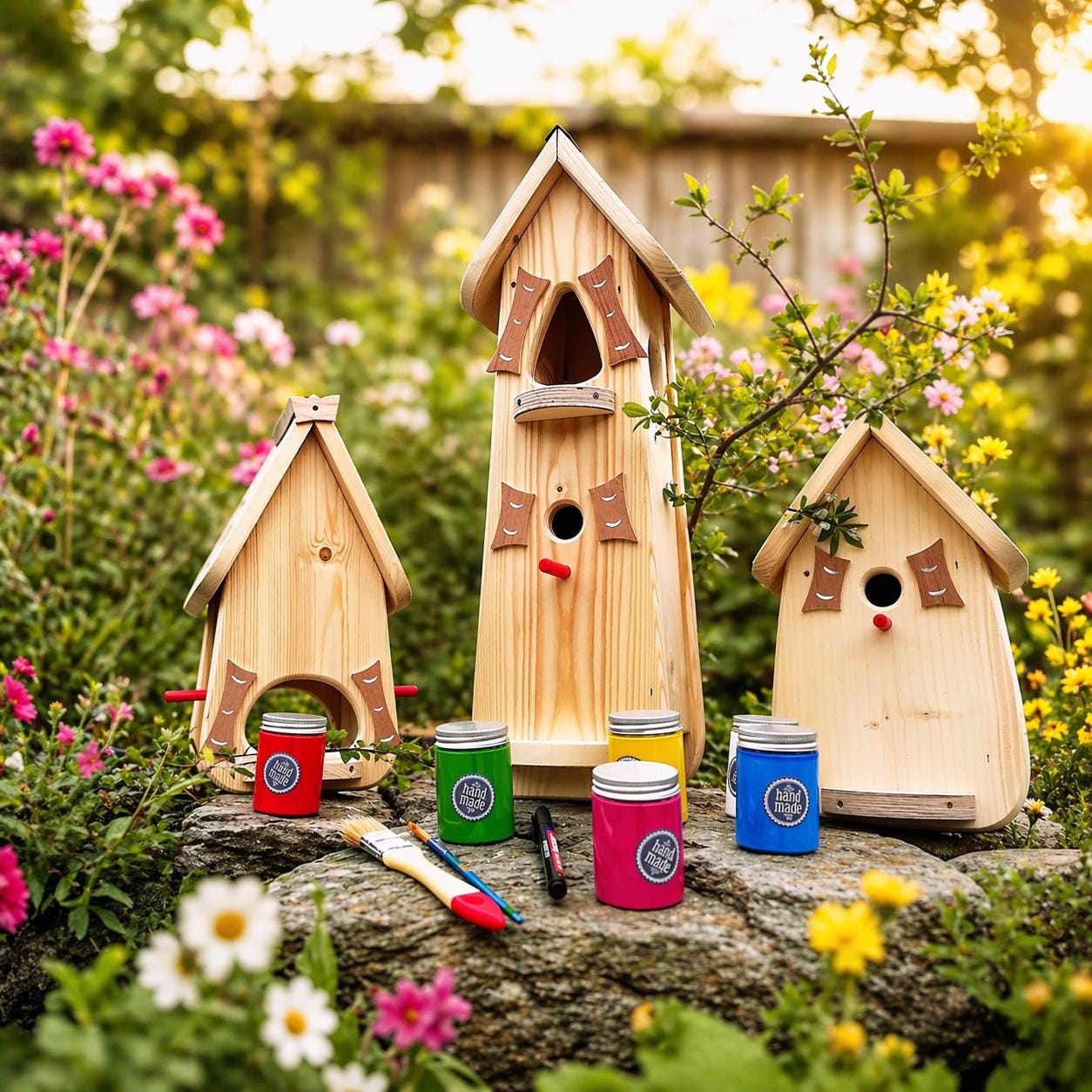 Kit per casetta per uccelli, casetta per uccelli naturale, villa per uccelli, nido, mangiatoia, da dipingere - un'idea regalo, regalo di addio all'asi