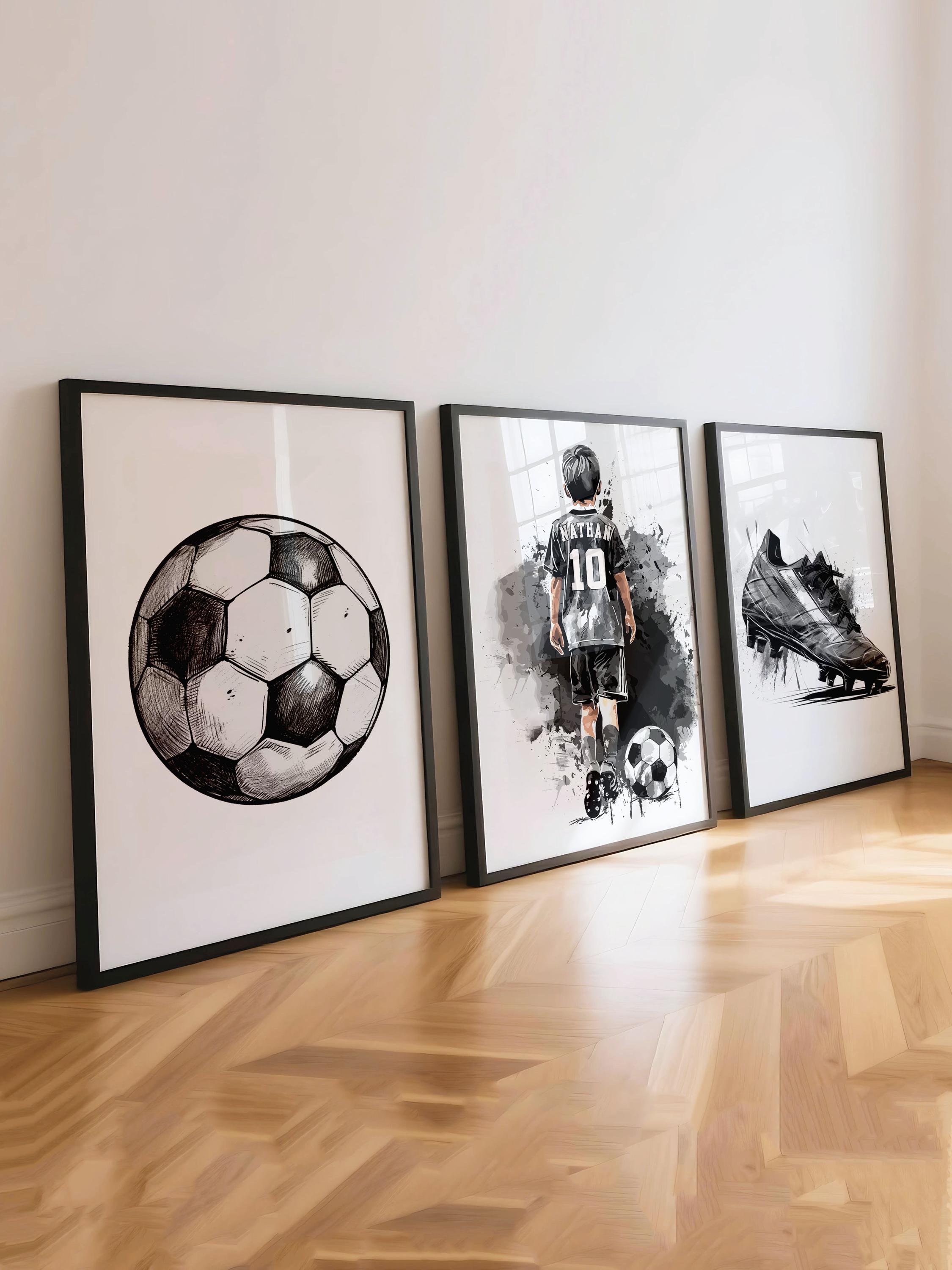 Regali di calcio personalizzati per ragazzi: stampe di calcio, regali di calcio per decorazioni per la cameretta dei ragazzi, nome, numero e colore de