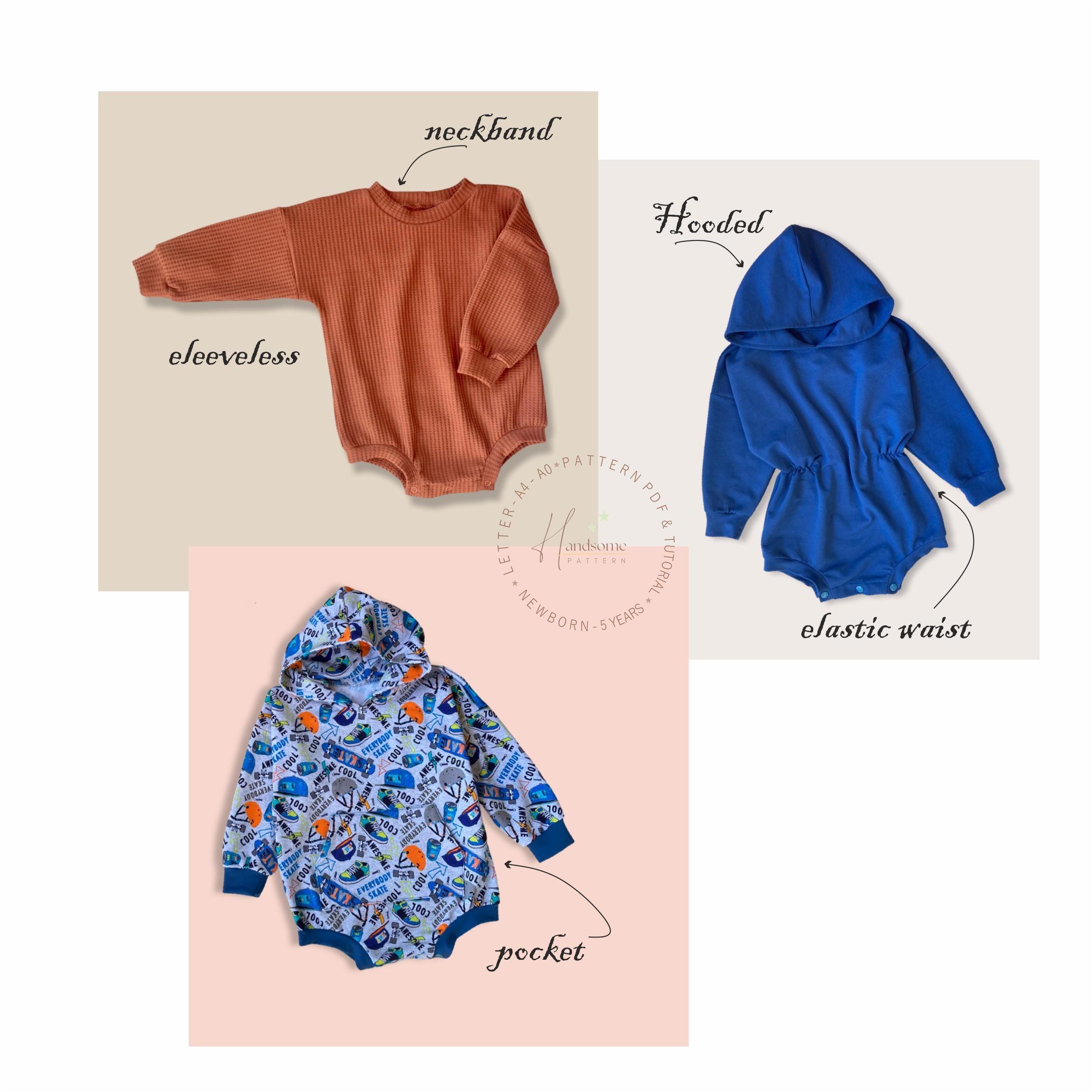 Cartamodello PDF per tutina con cappuccio per neonati, cartamodello per neonato, cartamodello per maglione per bambini, cartamodello per felpa con cap