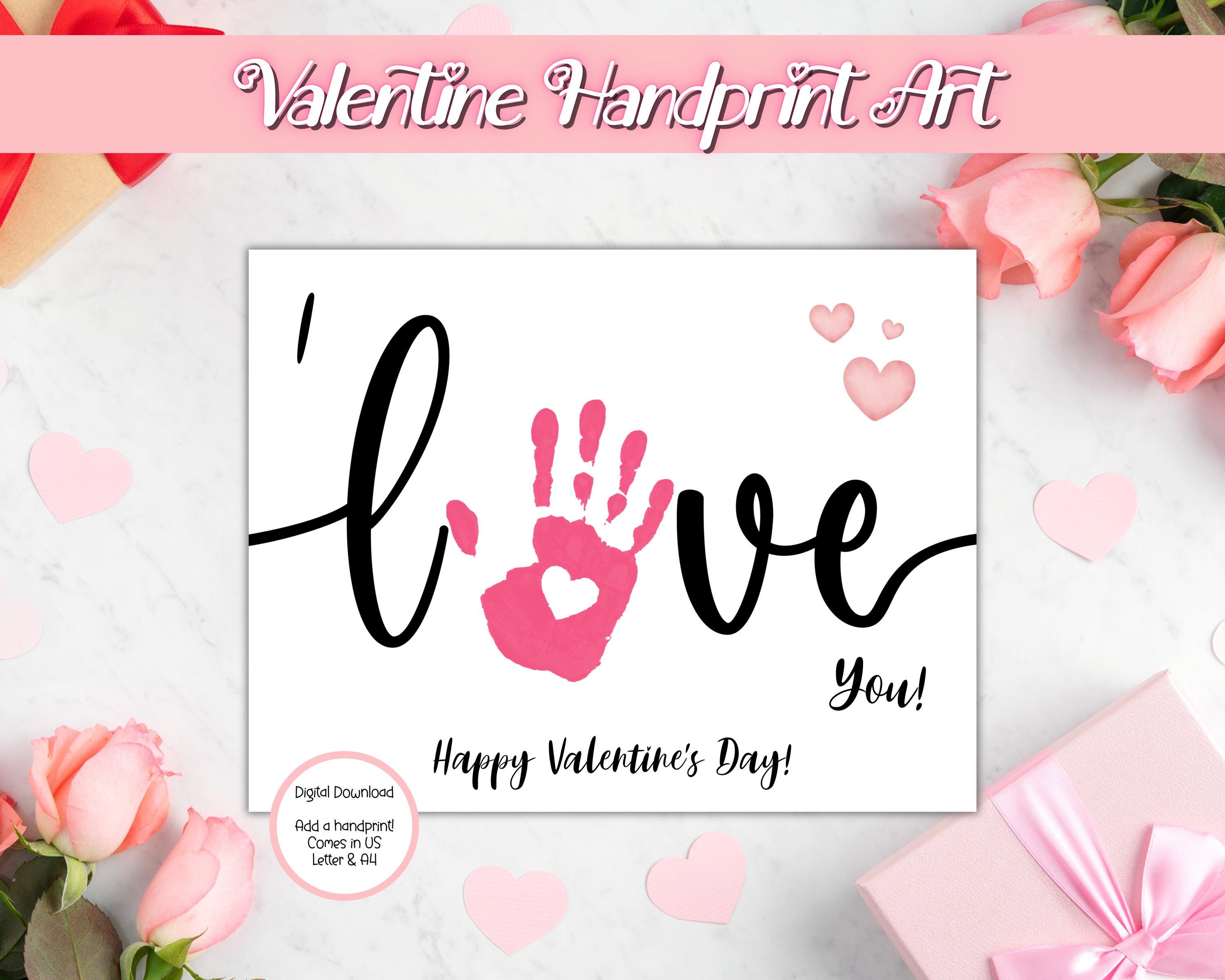 Lavoretto artistico stampabile con le impronte delle mani di San Valentino per bambini, lavoretto con le impronte delle mani, impronta della mano dell