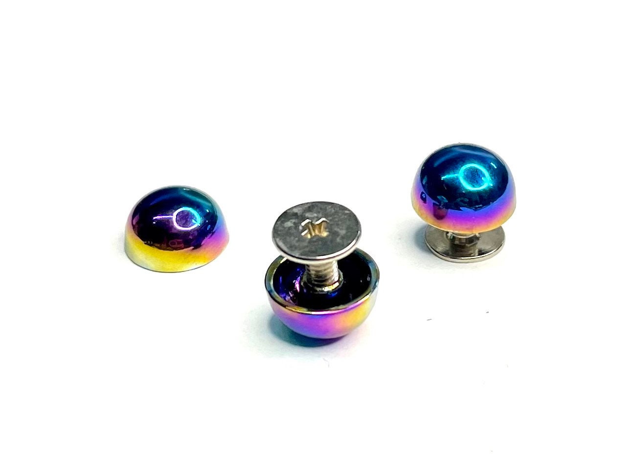 Rivetti a vite a cupola arcobaleno - Rivetti a cupola - Rivetti decorativi - Ferramenta in metallo arcobaleno - 10 pezzi