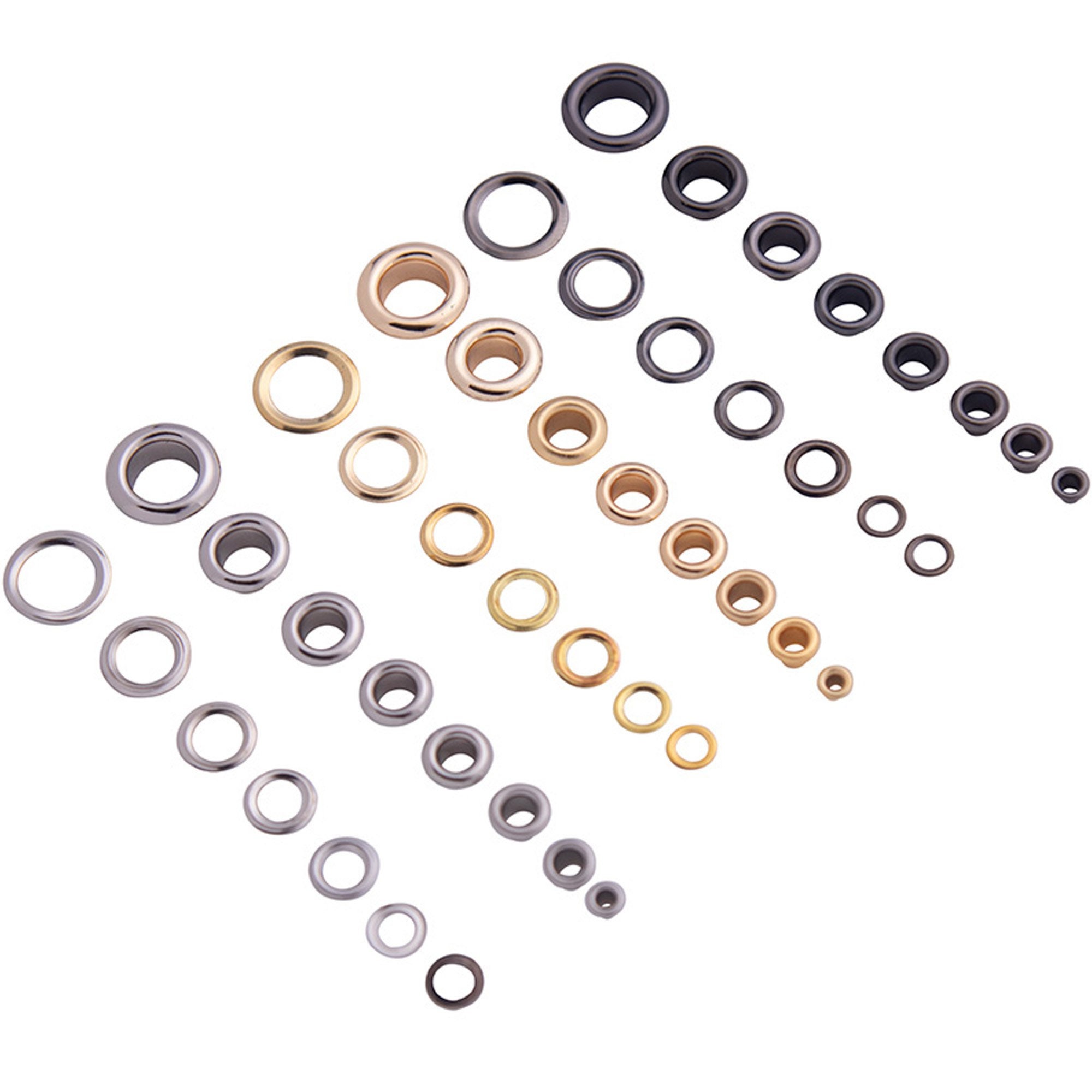 Occhielli con rondelle, occhielli in ottone per scarpe, vestiti, borse, etichette, fai da te, artigianato in pelle, occhiello interno in oro/canna di