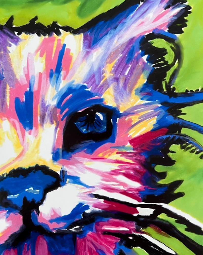 Gatto - Stampe Pop Art di animali, stampa su tela ANIMALE, poster colorato, stampa digitale, arte murale, decorazione colorata, dipinto di gatti, rega