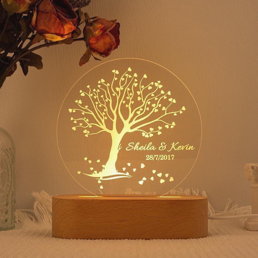 "Luce notturna per coppie \"Albero dell'amore\", regalo per coppie, regalo di nozze, regalo di anniversario unico, luce notturna per la coppia, regalo pe"