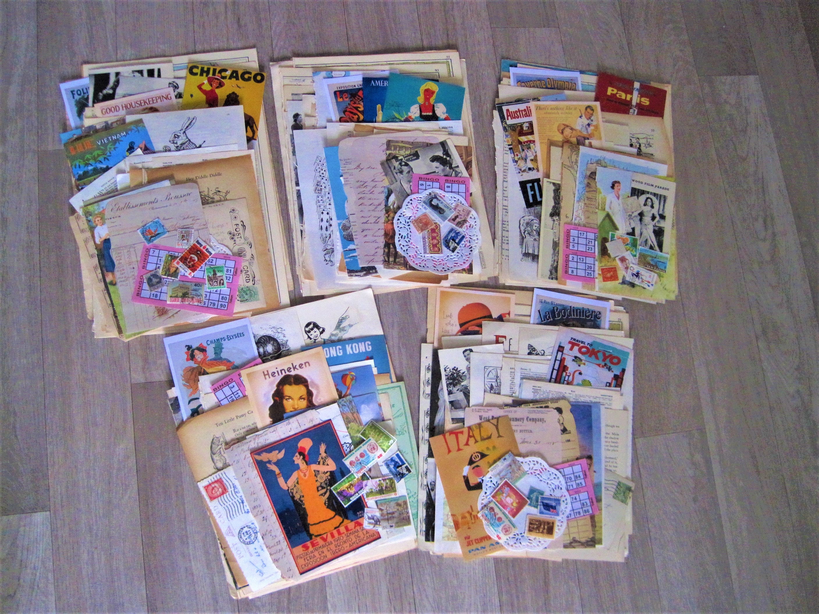 Pacchetto di effimeri di lusso con oltre 50 articoli, kit per diario vintage, pacchetto di carta per effimeri collage vintage, pagine di libri vintage