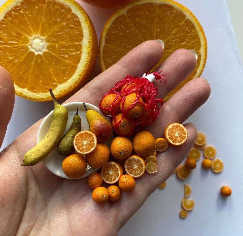 Arance in miniatura, Cibo per casa delle bambole, Cibo per casa delle bambole, Cibo in miniatura, Cibo per bambole, Frutta e verdura in miniatura, Min