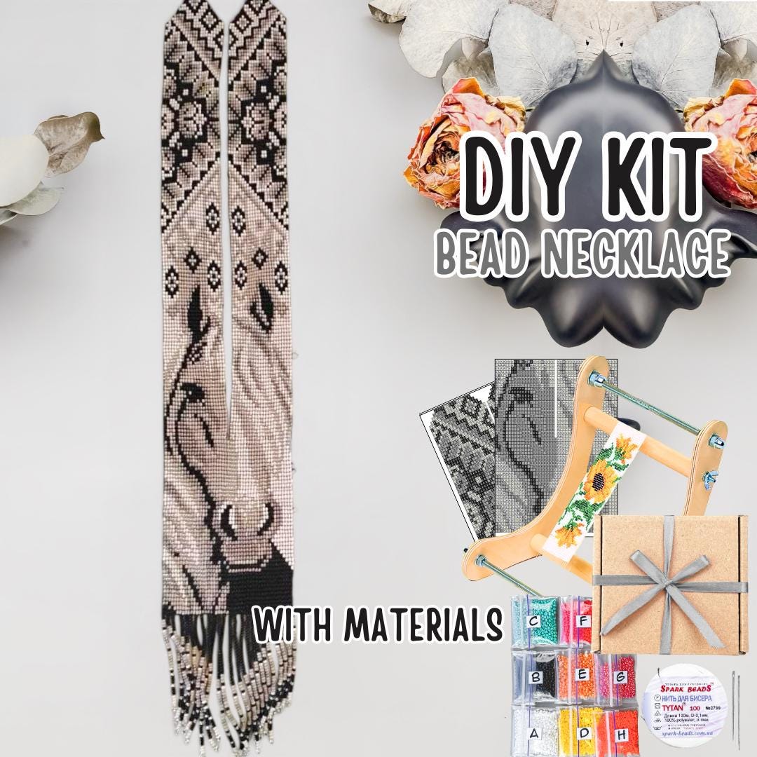 Kit fai da te per creare un cavallo bianco rustico con il kit Gerdan, crea la tua collana con perline al telaio, kit per lavori con perline fatti a ma