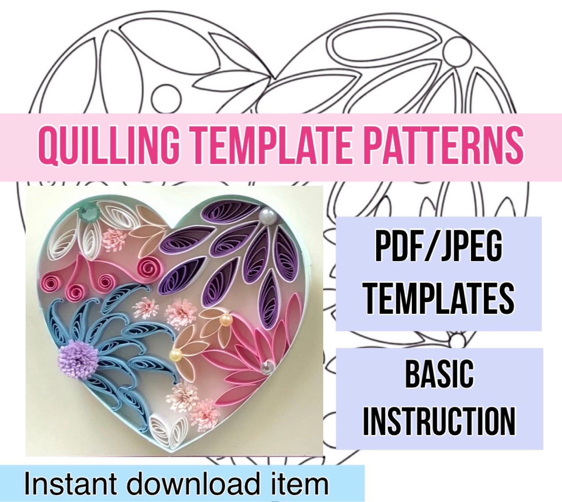 Modello per quilling, carta per quilling, modelli per quilling, modelli per modelli per quilling, fiori per quilling, kit per quilling, download immed