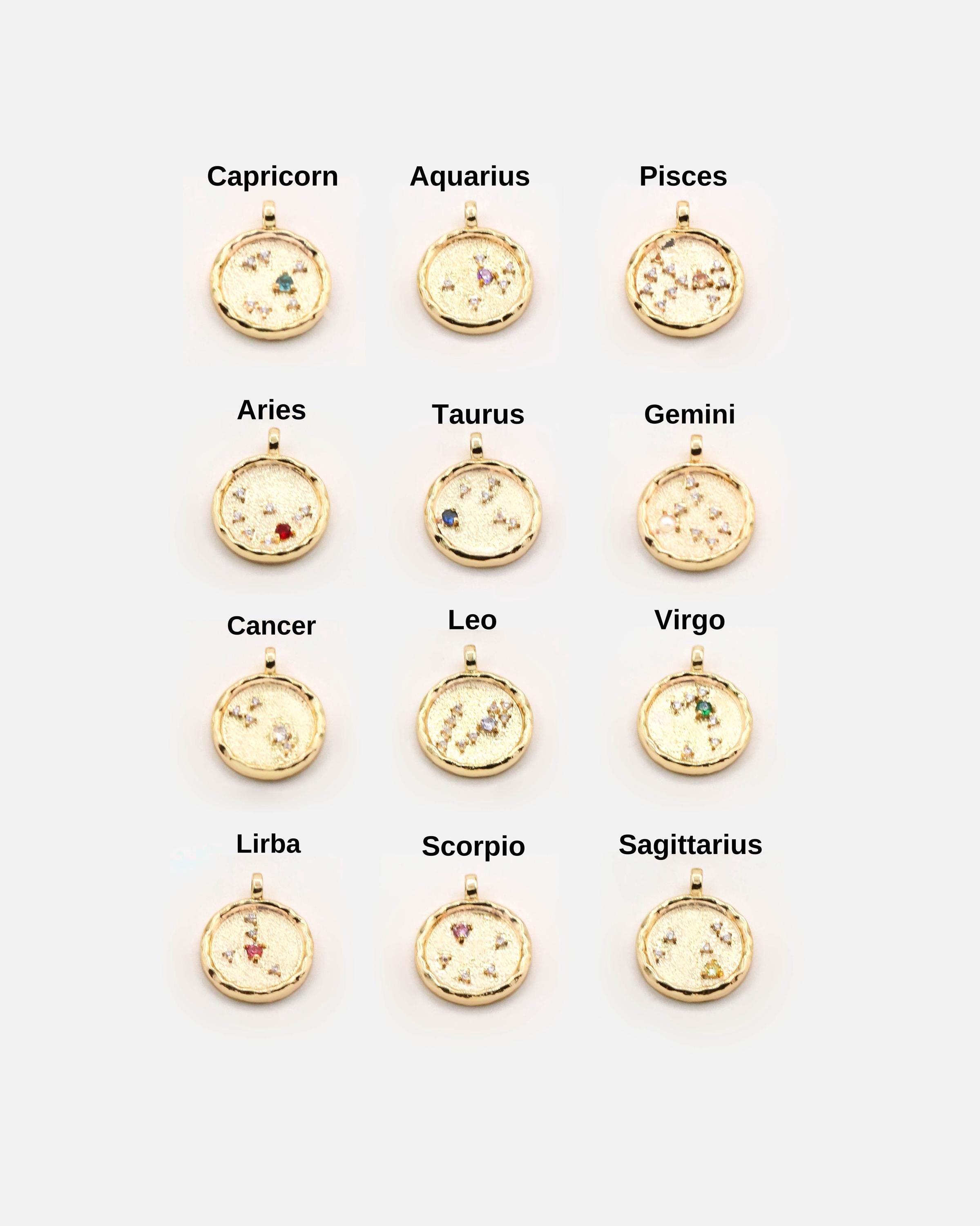 Collana con moneta dello zodiaco 18k - Non sbiadisce mai - Collana con moneta d'oro - Collana con medaglione d'oro - Collana con disco d'oro - Collana