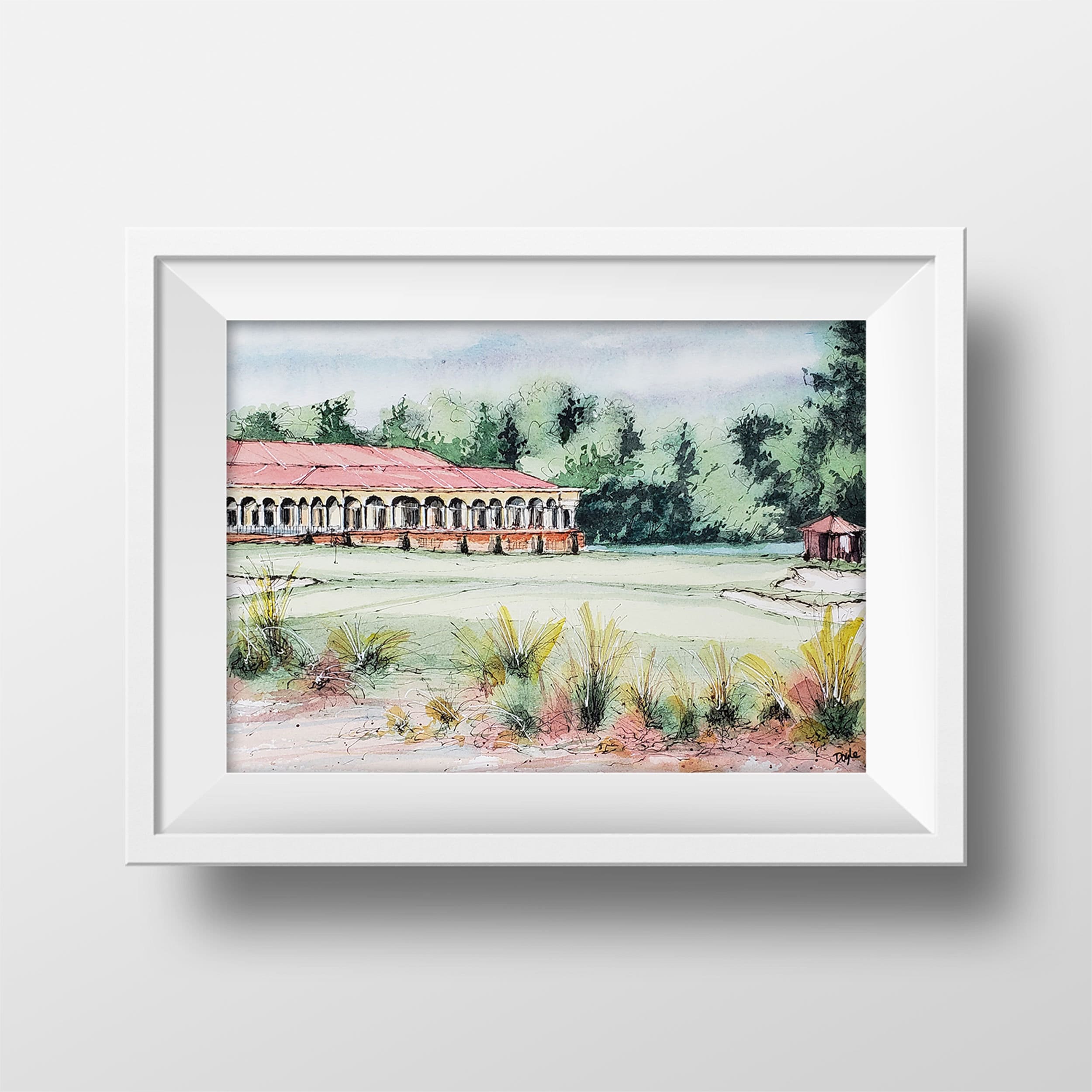 Pinehurst Hole #18 Golf Art Print, Pinehurst Watercolor Painting, Pinehurst Golf Course Wall Art, Golf Course Painting, Golf Art Print