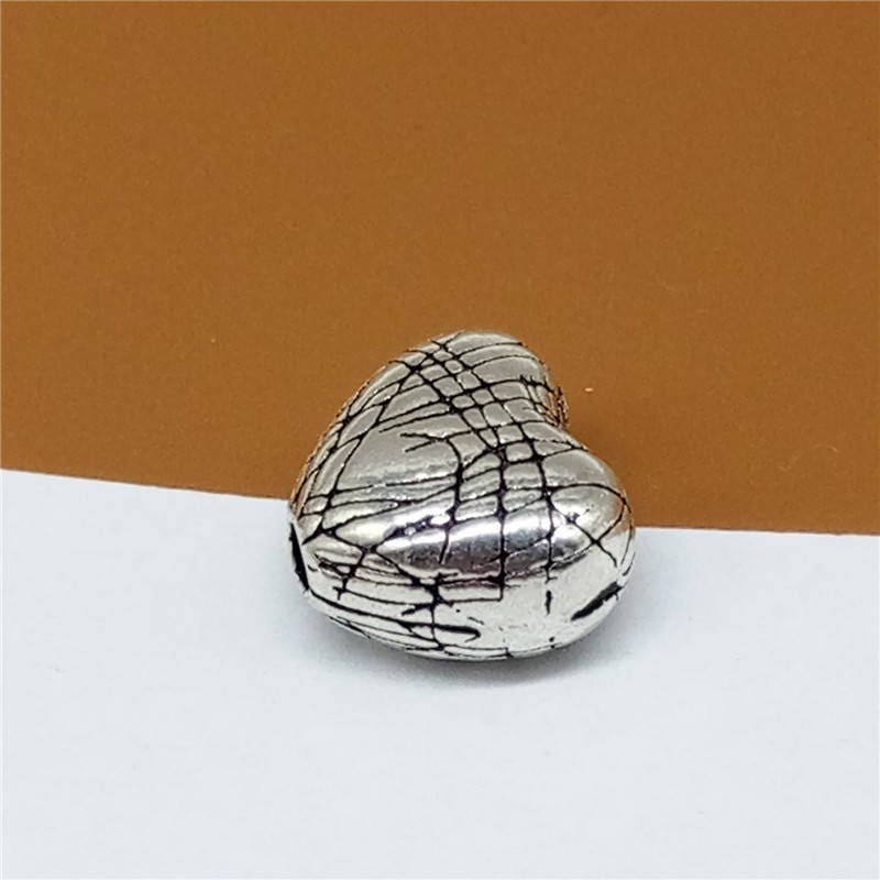Perline a forma di cuore in argento sterling, perline a forma di cuore per San Valentino, perline a forma di cuore, perline dell'amore, perline per br