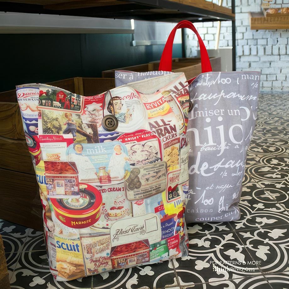 Modello di cucito PDF per borsa pieghevole Kailey, borsa per la spesa, borsa riutilizzabile, modello di borsa facile