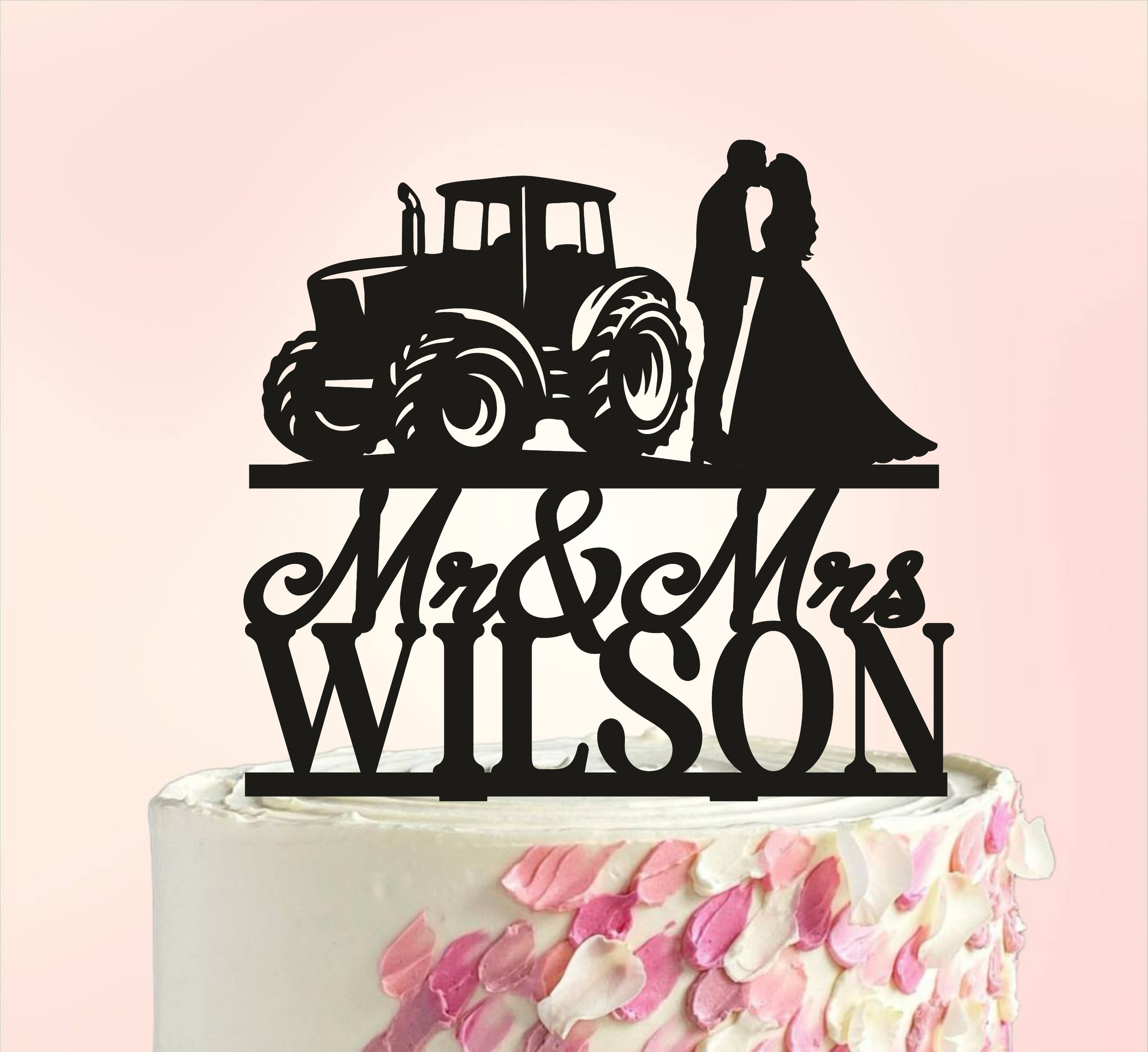 Topper per torta nuziale a forma di trattore, topper per torta nuziale a forma di contadino, topper per torta nuziale in stile country, topper per tor