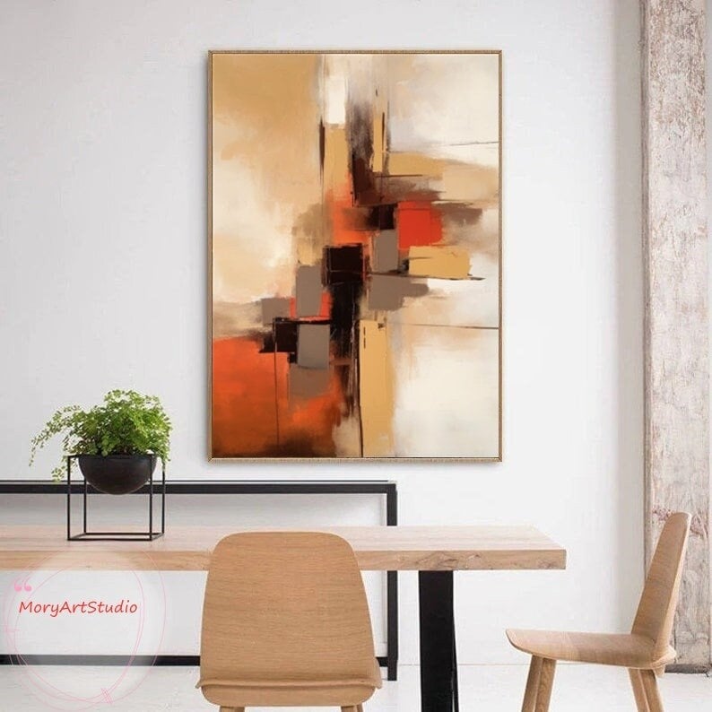 Pittura astratta minimalista marrone beige Grande trama marrone pittura su tela Wabi Sabi Wall Art Marrone Abstract Wall Art Modern Wall Decor