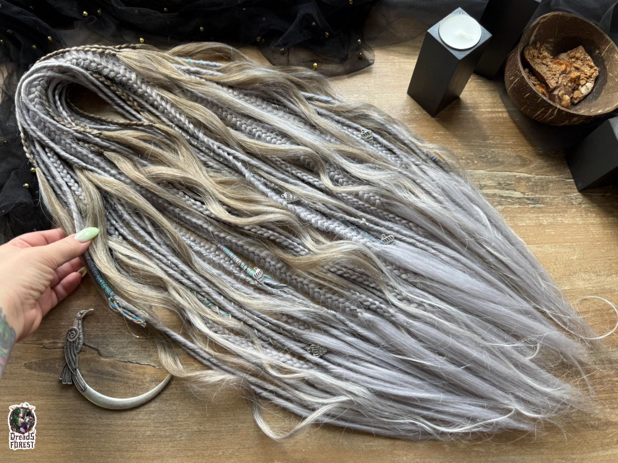 Mix di dreadlocks ricci DE testurizzati extension per dreadlocks personalizzati punte ricce extension loc boho nuovo capelli biondo cenere
