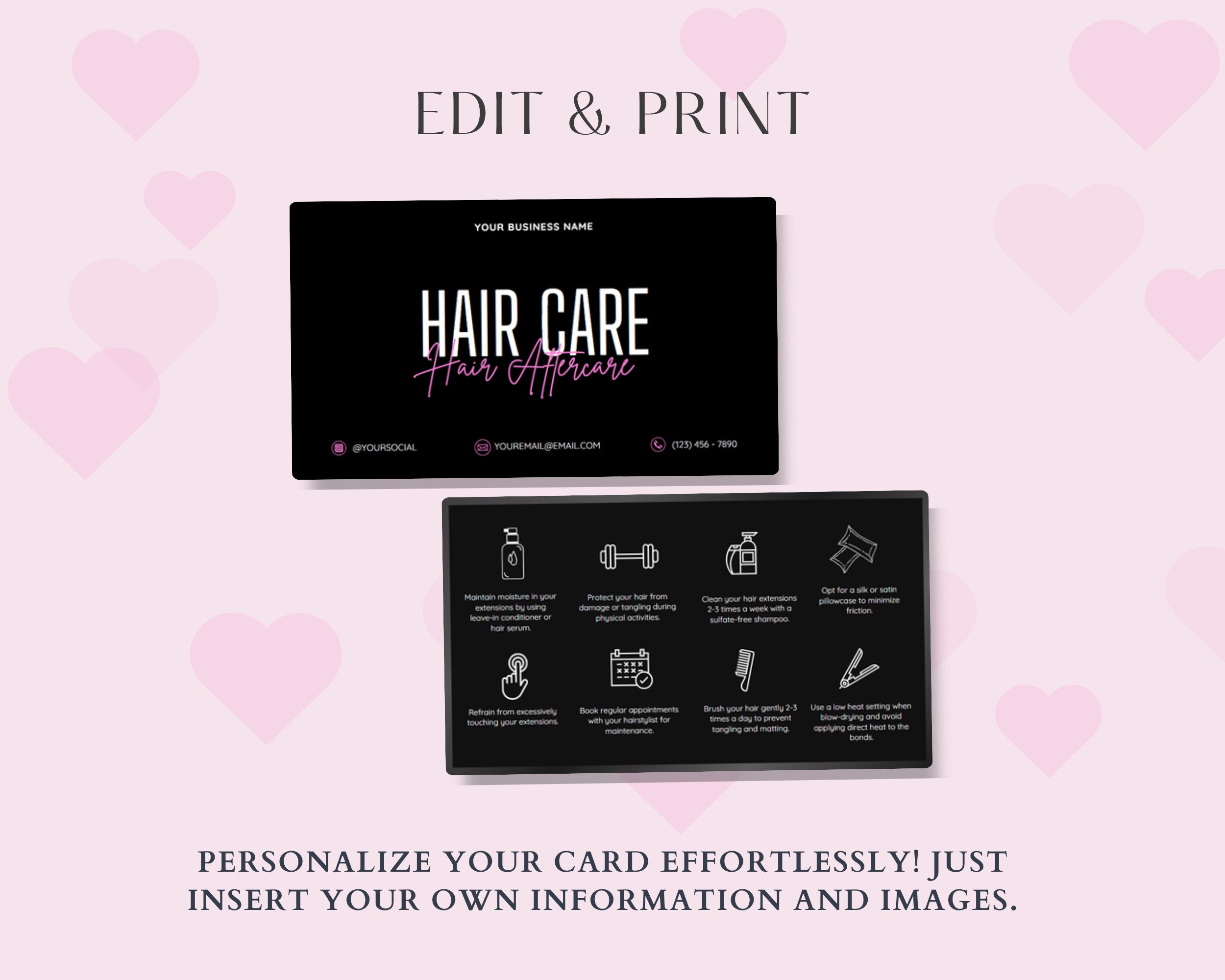 Cura delle extension per capelli, Guida alla cura delle extension per capelli, Scheda guida per la cura dal parrucchiere, Scheda stampabile per capell