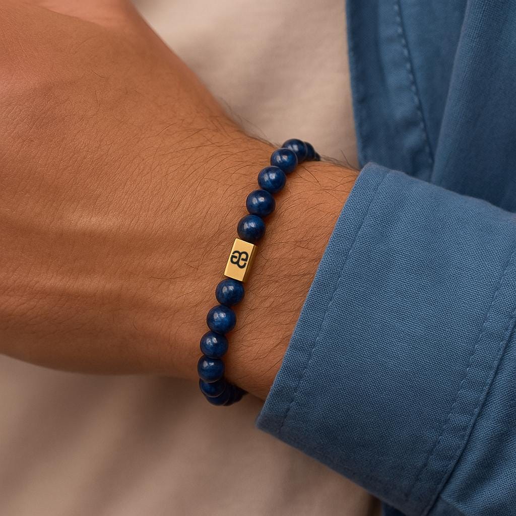 Bracciale in occhio di tigre blu e vermail oro, bracciale con perline da uomo, bracciale in occhio di tigre, bracciale da uomo, bracciale da uomo blu