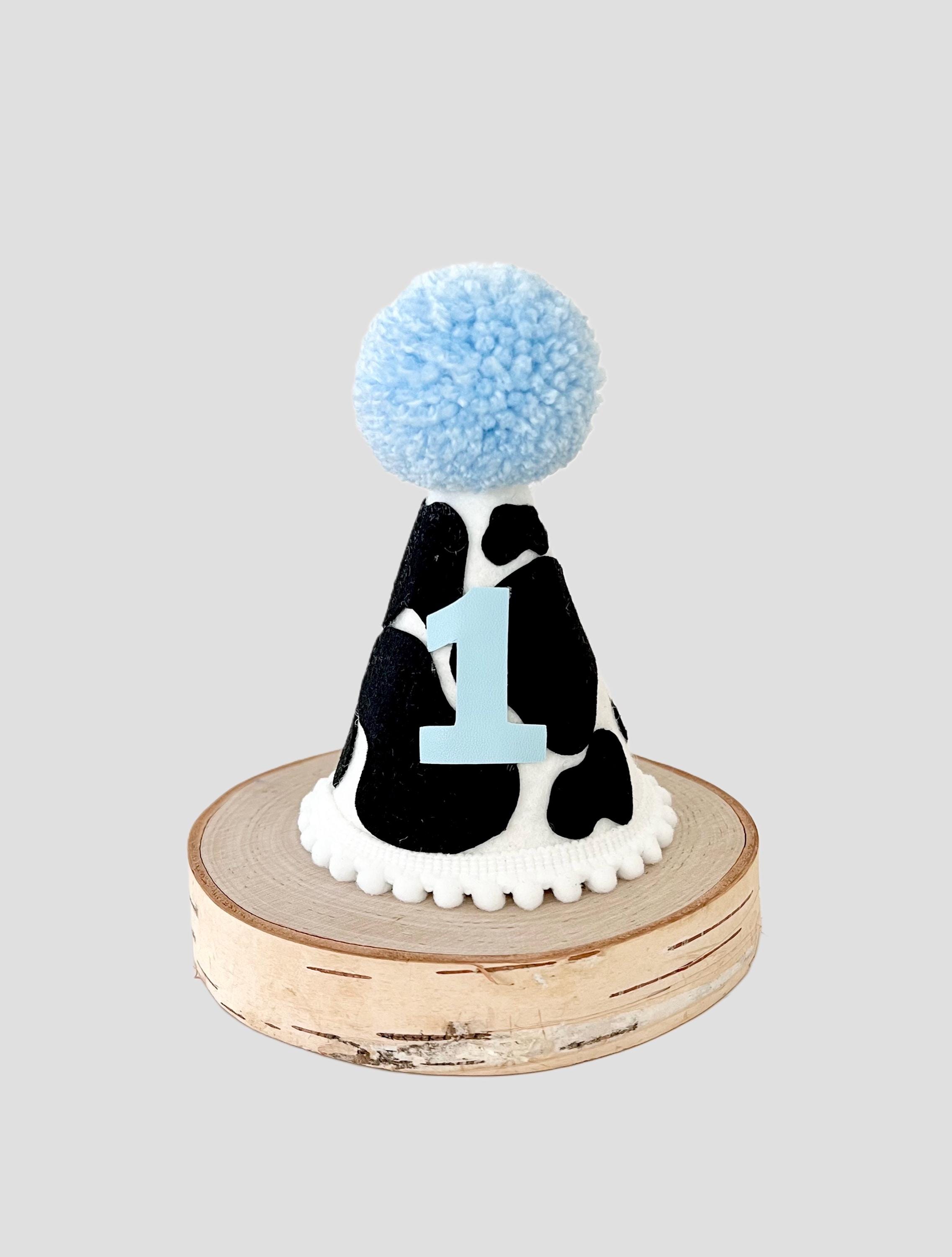 Cappello per festa di primo compleanno a tema mucca sacra, cappello per festa a tema western, festa a tema mucca, cappello per festa a tema mucca blu,