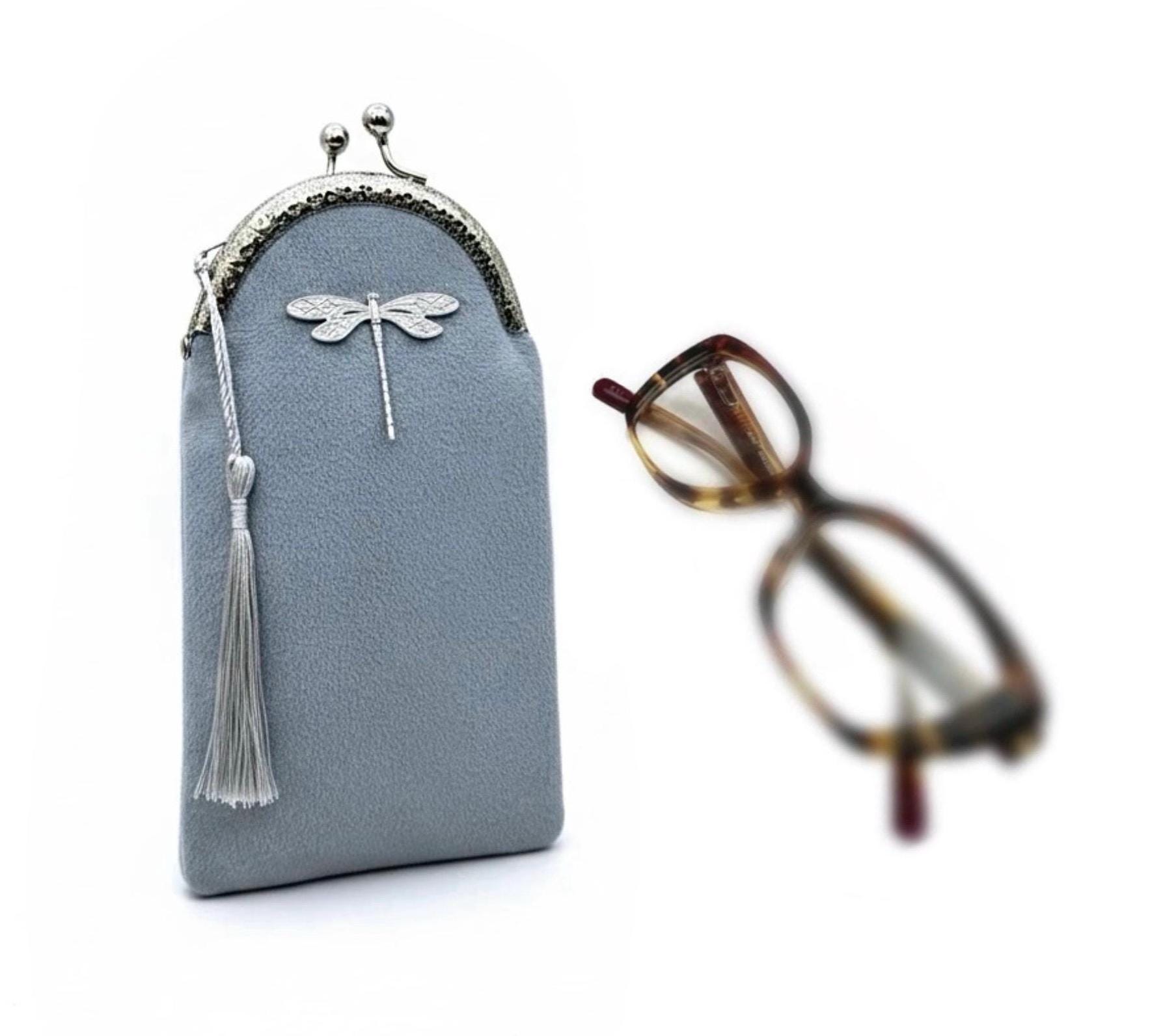Astuccio vintage per occhiali in velluto. Astuccio per matite in velluto. Astuccio morbido per occhiali. Accessori gotici. Regali a forma di libellula