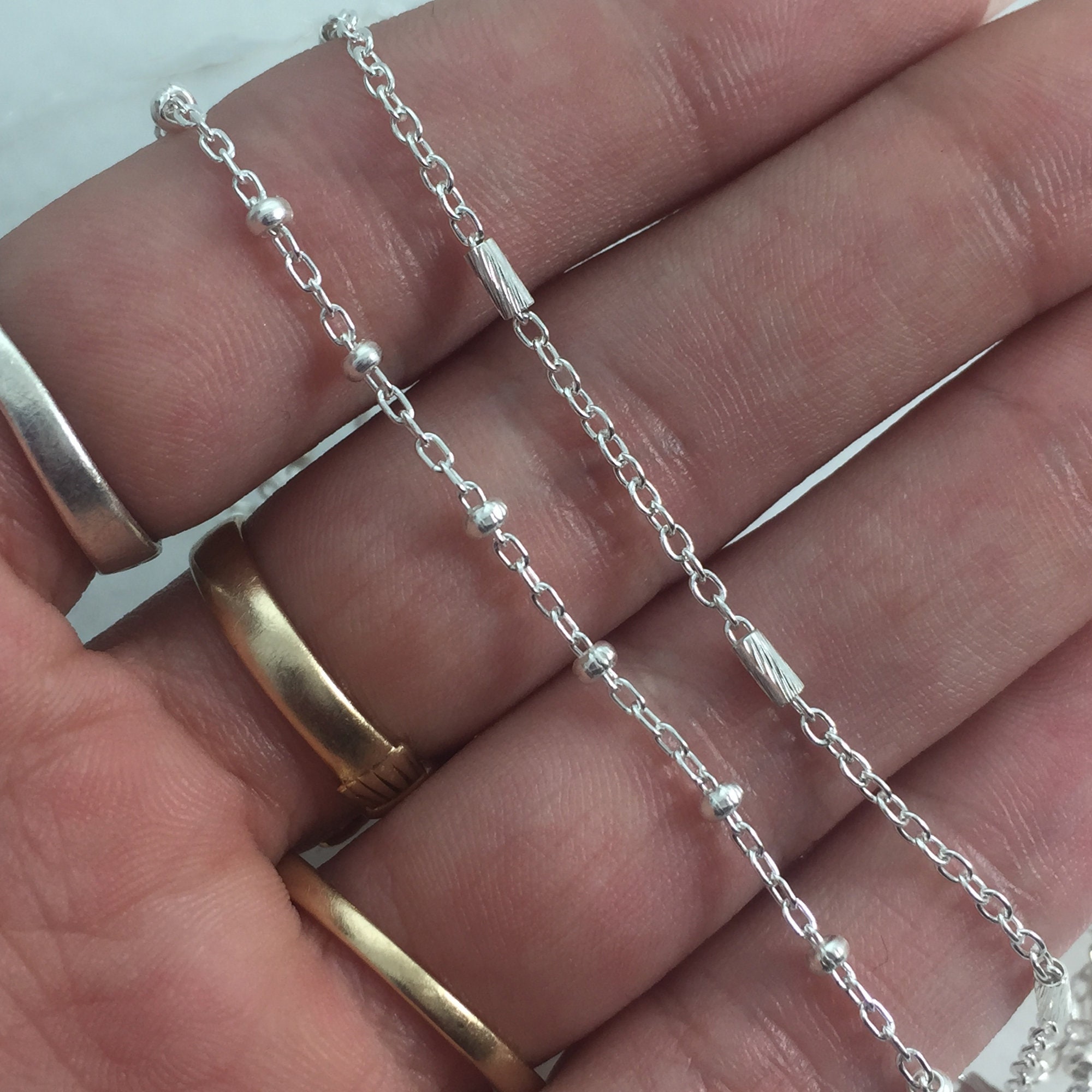 Forniture per gioielli permanenti - Catena sfusa al piede - Catene per gioielli permanenti in argento sterling 925 - Catene satellitari - Catene per l