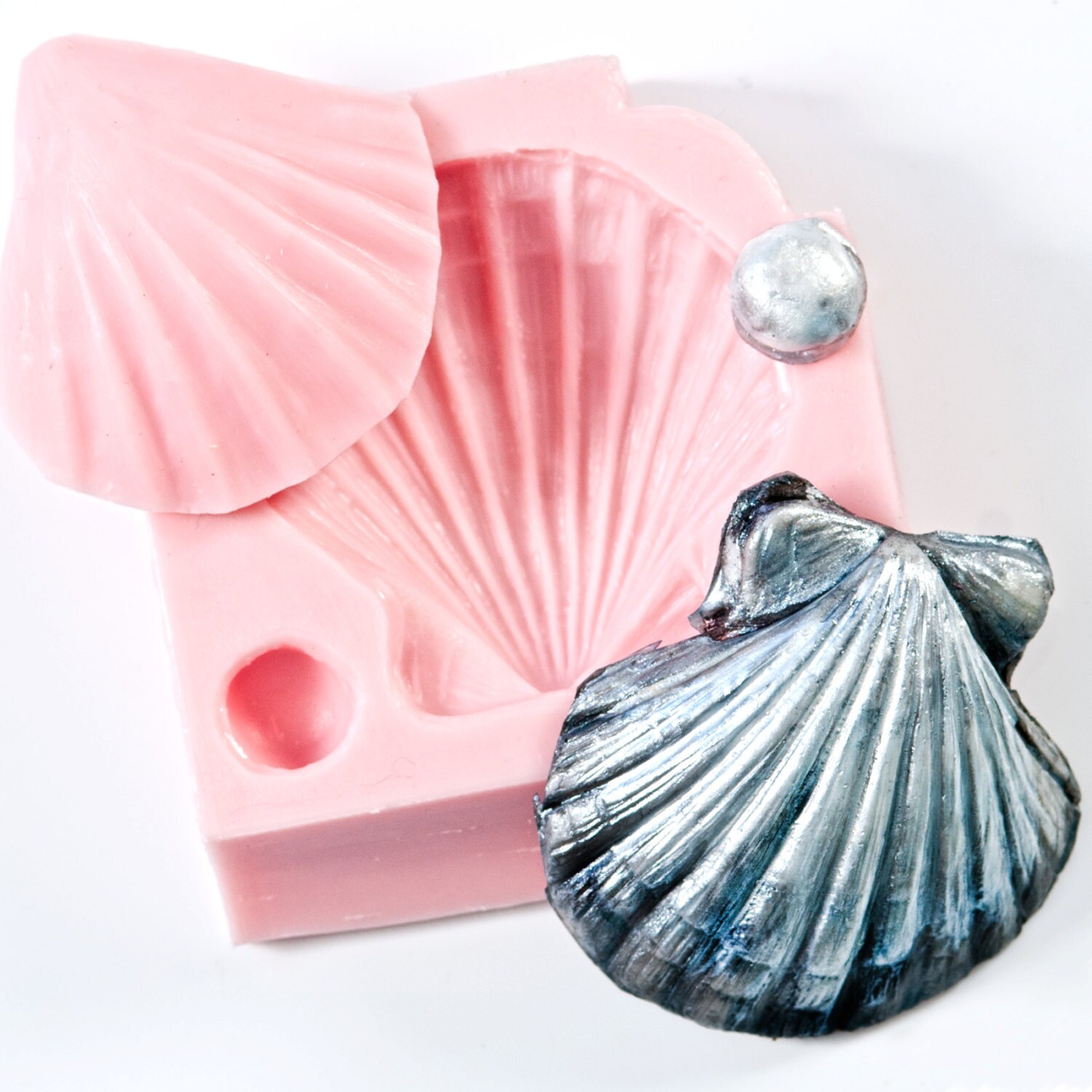 Stampo in silicone a forma di conchiglia - Tappetino per impronte di conchiglie - Stampo per fondente - Stampo per argilla polimerica - Stampo in resi